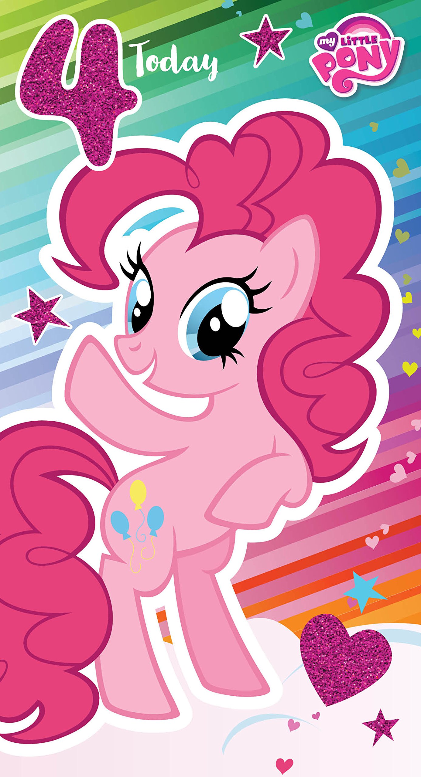 my-little-pony-party-carte-anniversaire-4-ans-paillettes image 1