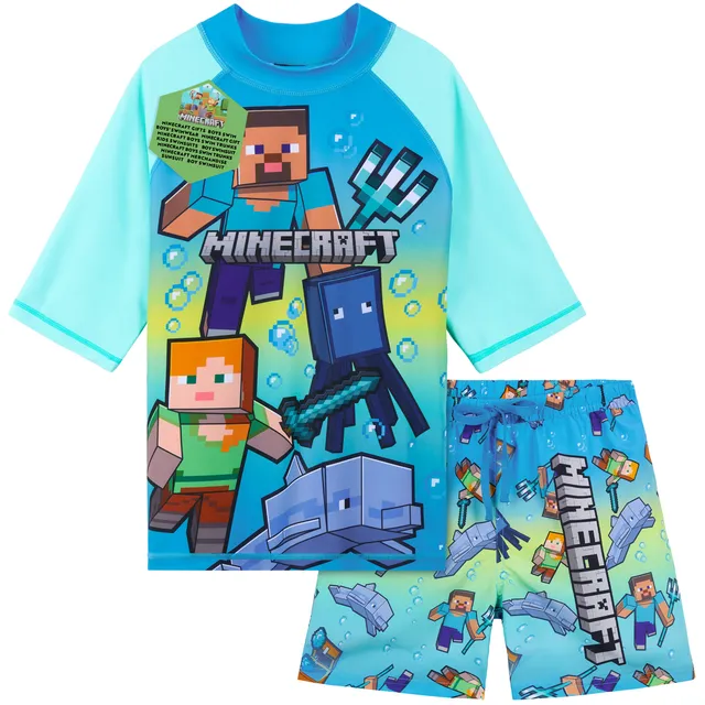 minecraft-ensemble-bain-gar-on-2-pi-ces-short-top-9-10-ans image 1