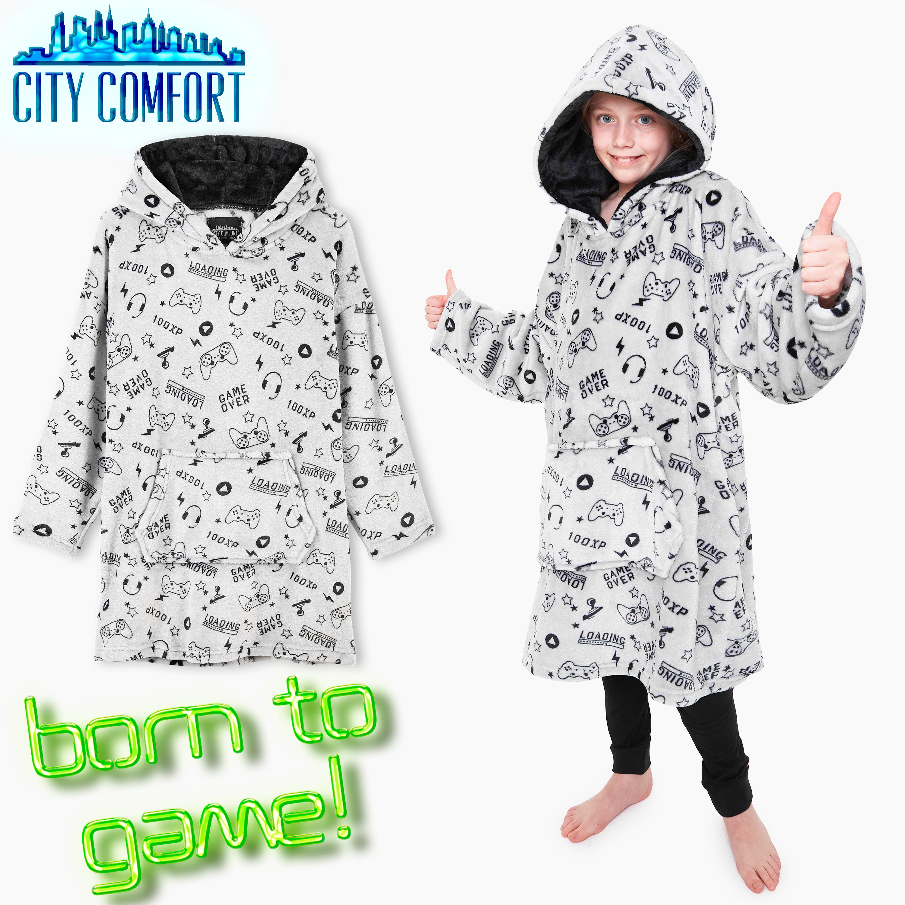 citycomfort-plaid-hoodie-enfant-polaire-sherpa-taille-unique image 4