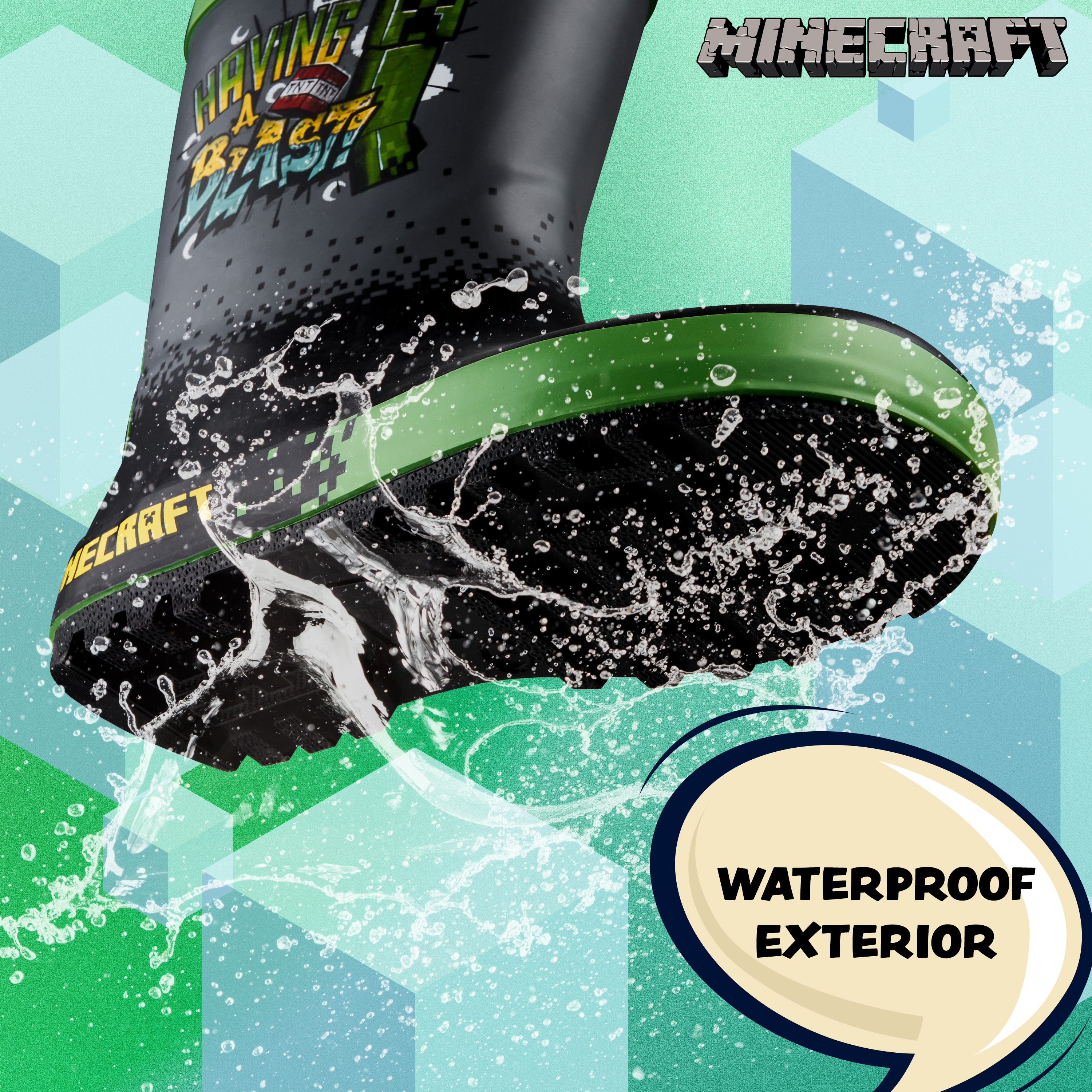 minecraft-bottes-pluie-enfant-creeper-caoutchouc-29-35 image 3