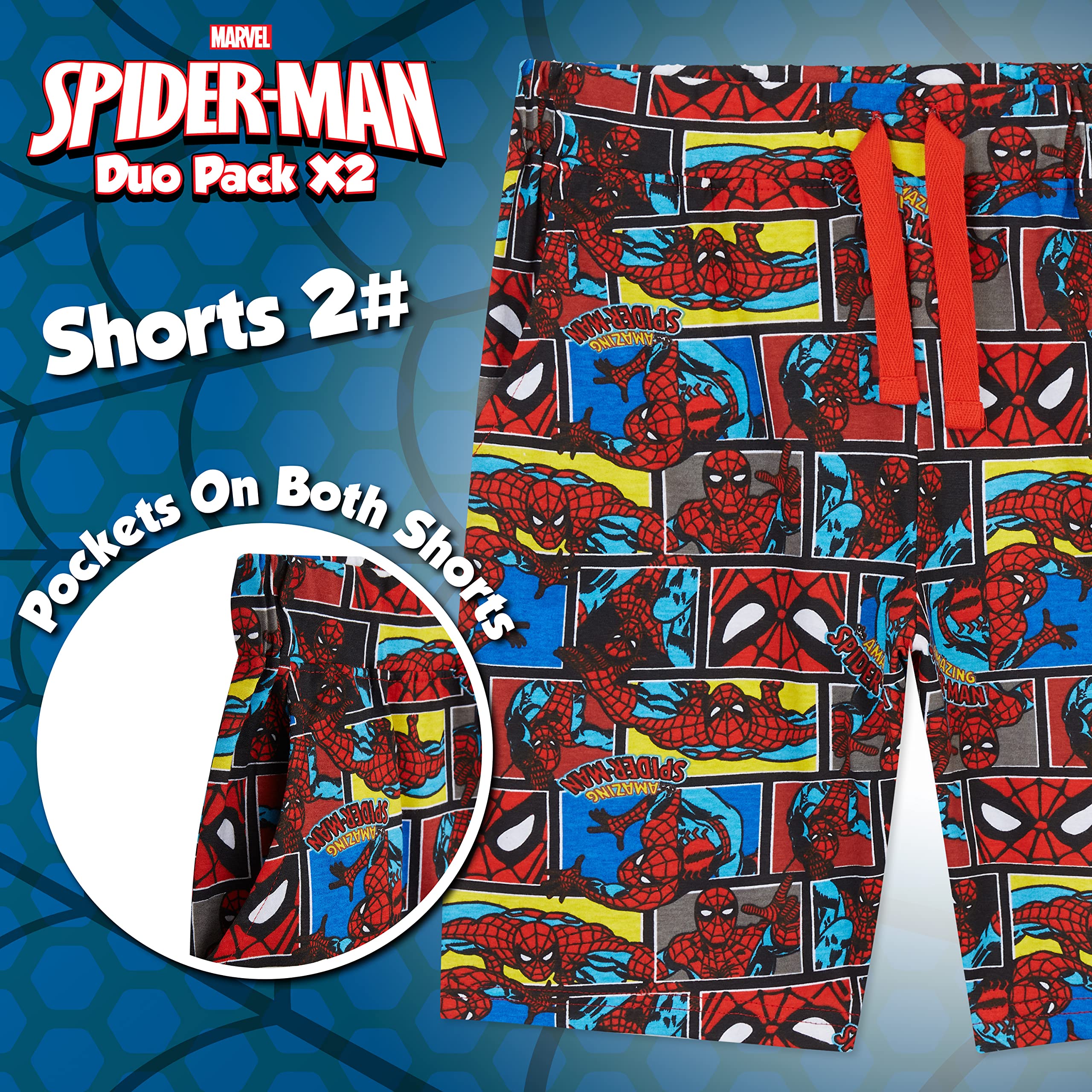 marvel-spider-man-short-gar-on-coton-lot-2-bermuda-poches-2-14-ans image 5