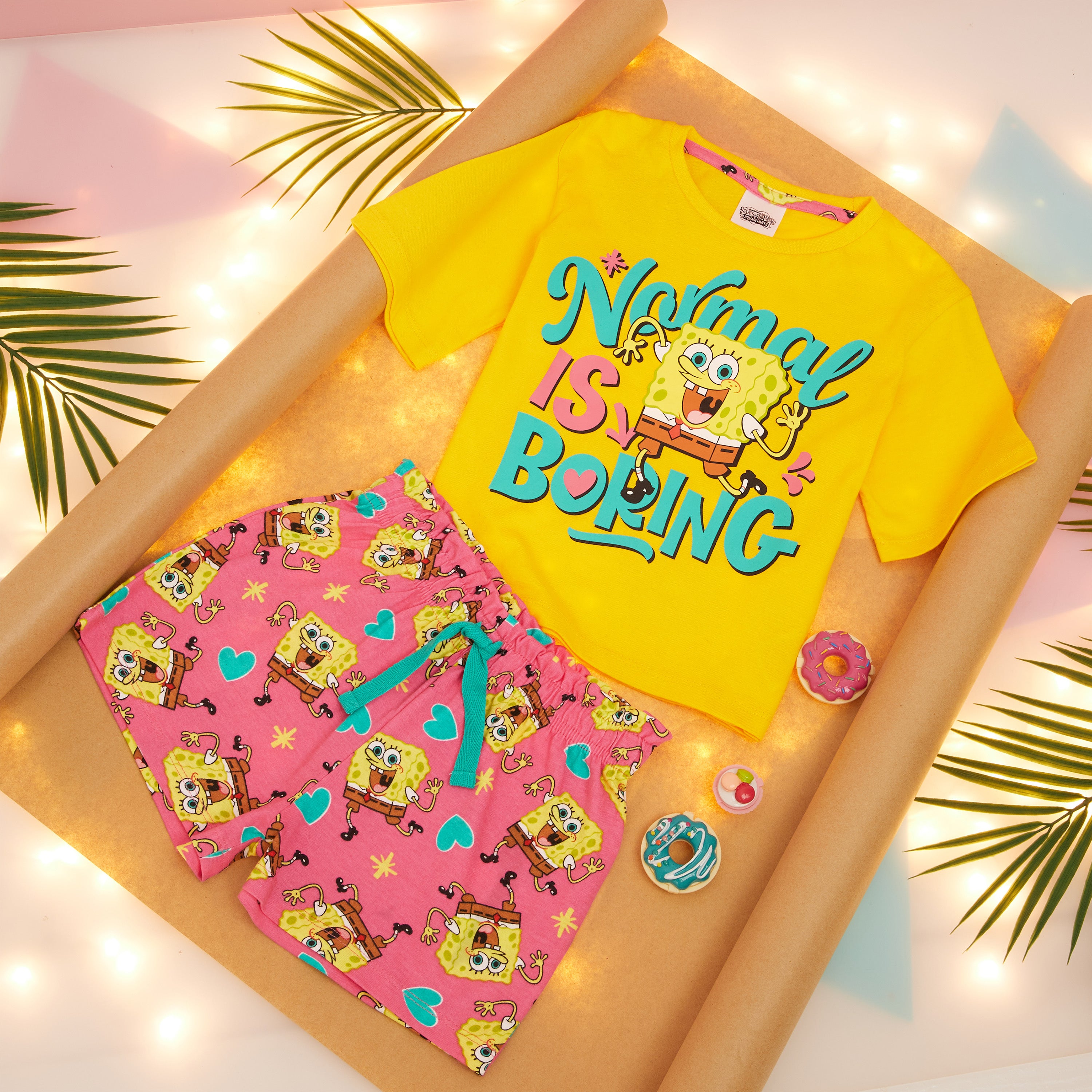 pyjama-bob-l-ponge-fille-t-shirt-short-coton-7-8-ans image 2