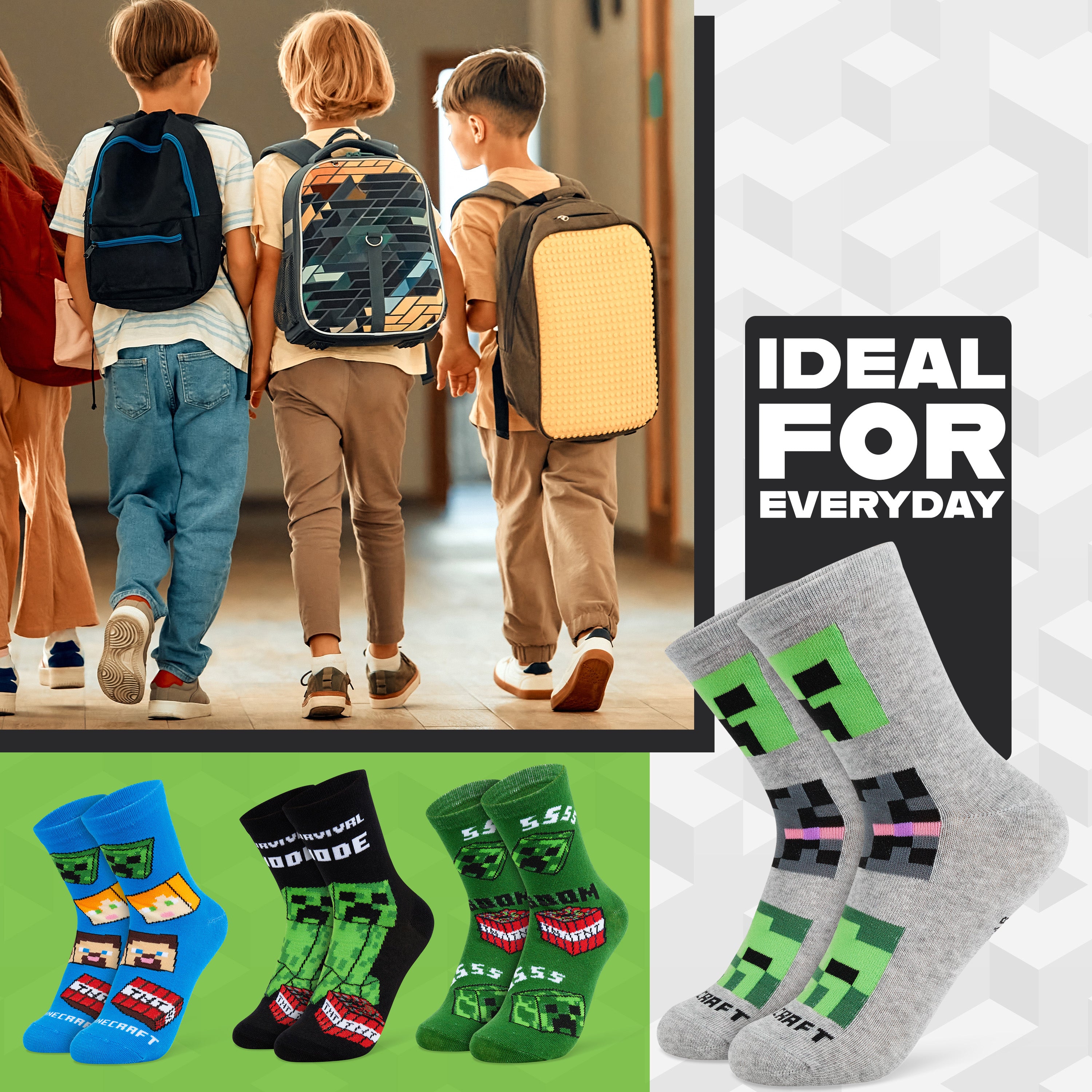 minecraft-chaussettes-gar-on-creeper-mi-mollet-lot image 5