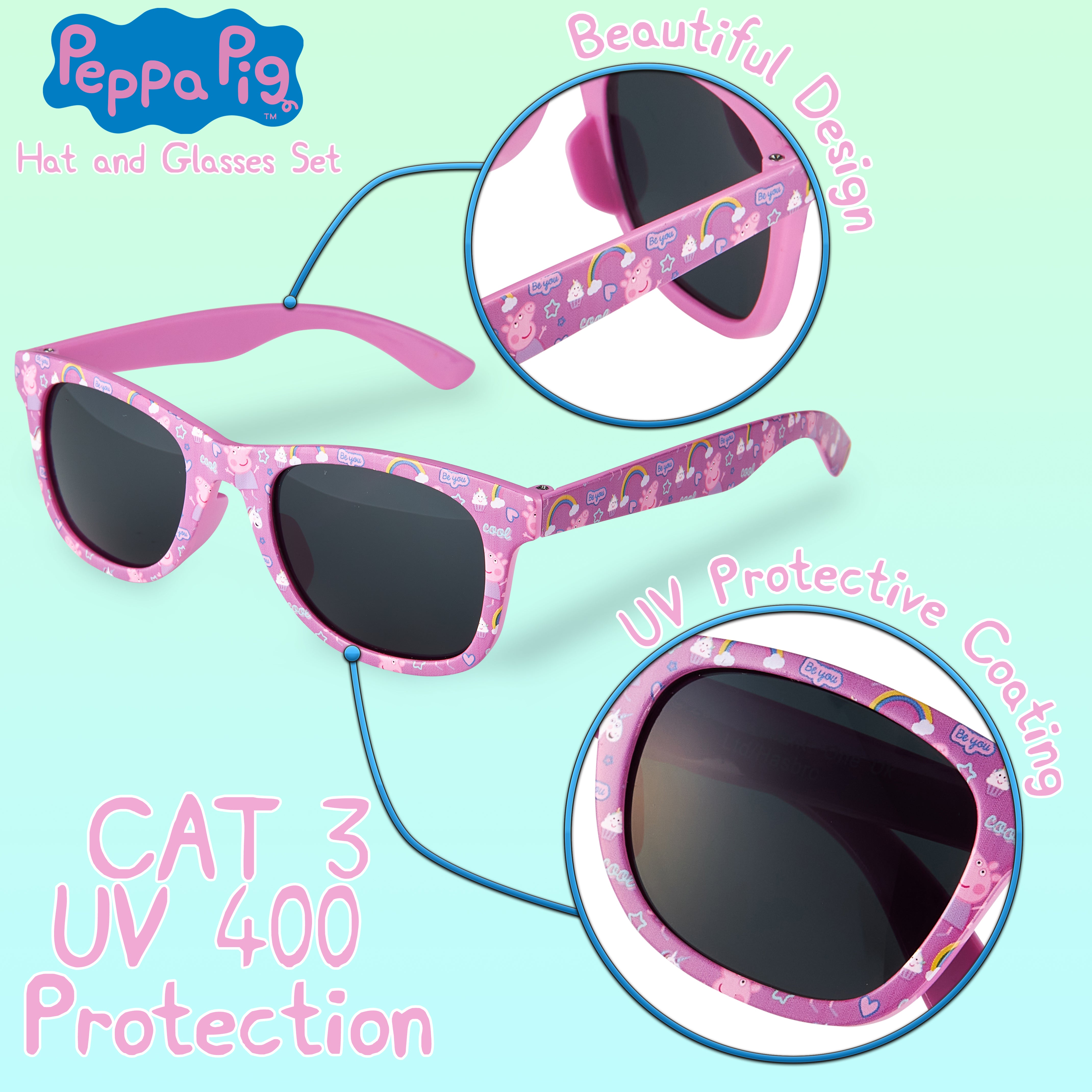 peppa-pig-casquette-et-lunettes-fille-rose-licorne-2-pi-ces image 3