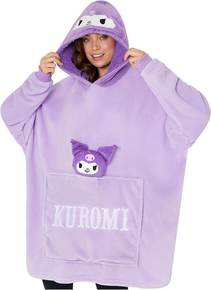 hello-kitty-sweat-plaid-capuche-oversized-femme-peluche-taille-unique image 1