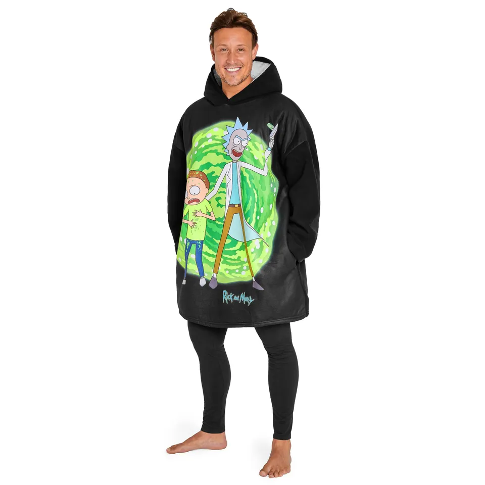rick-and-morty-sweat-plaid-homme-noir-polaire-sherpa image 1