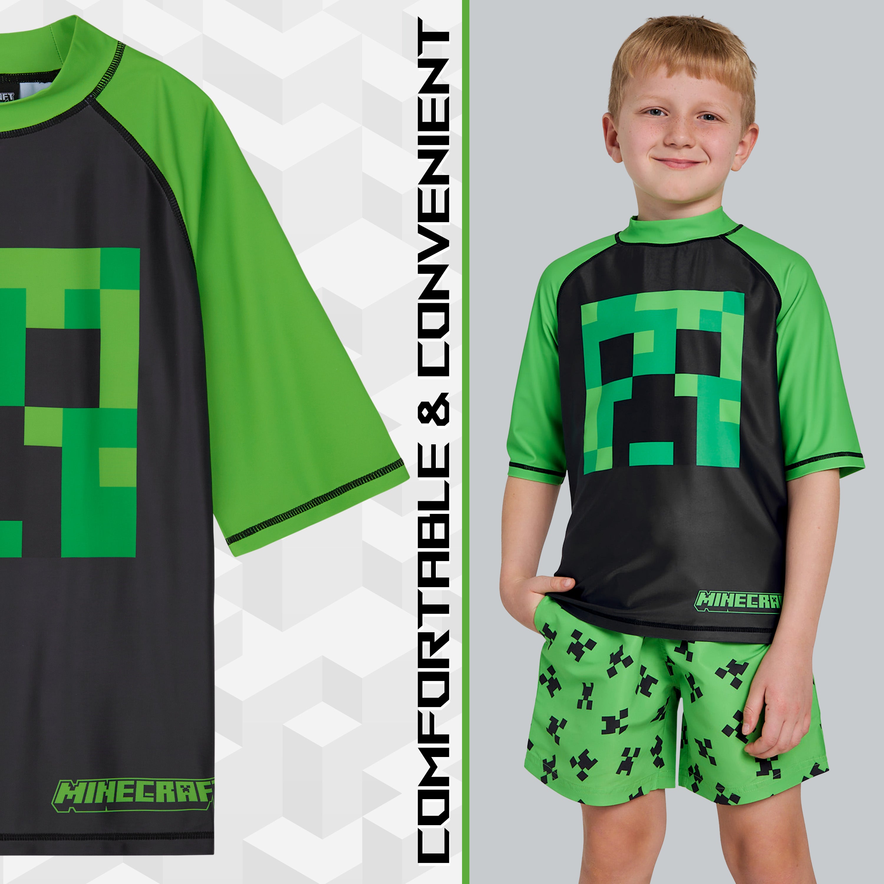 minecraft-maillot-bain-gar-on-2-pi-ces-creeper-7-8-ans image 5