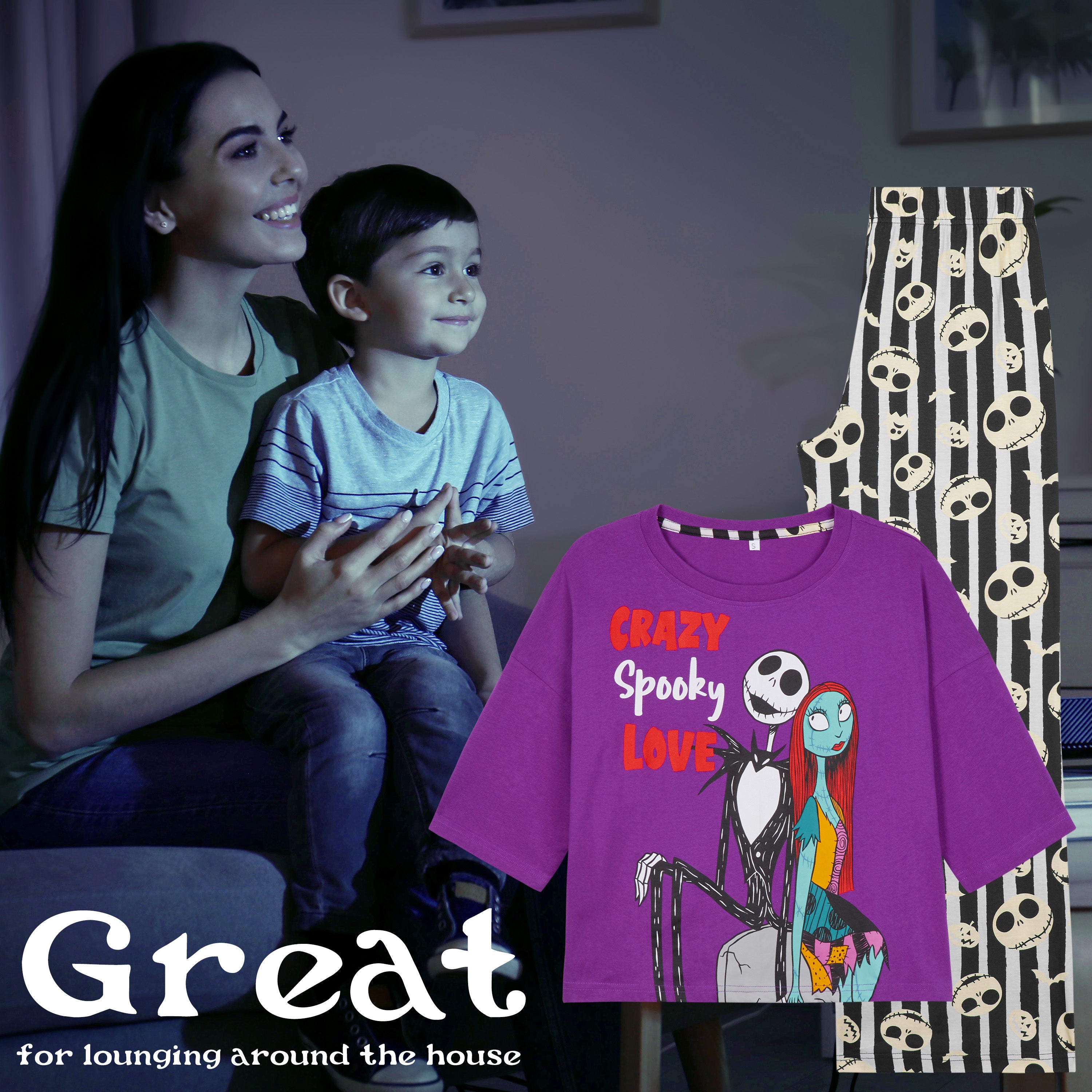 disney-pyjama-femme-long-coton-2-pi-ces-d-tente image 5