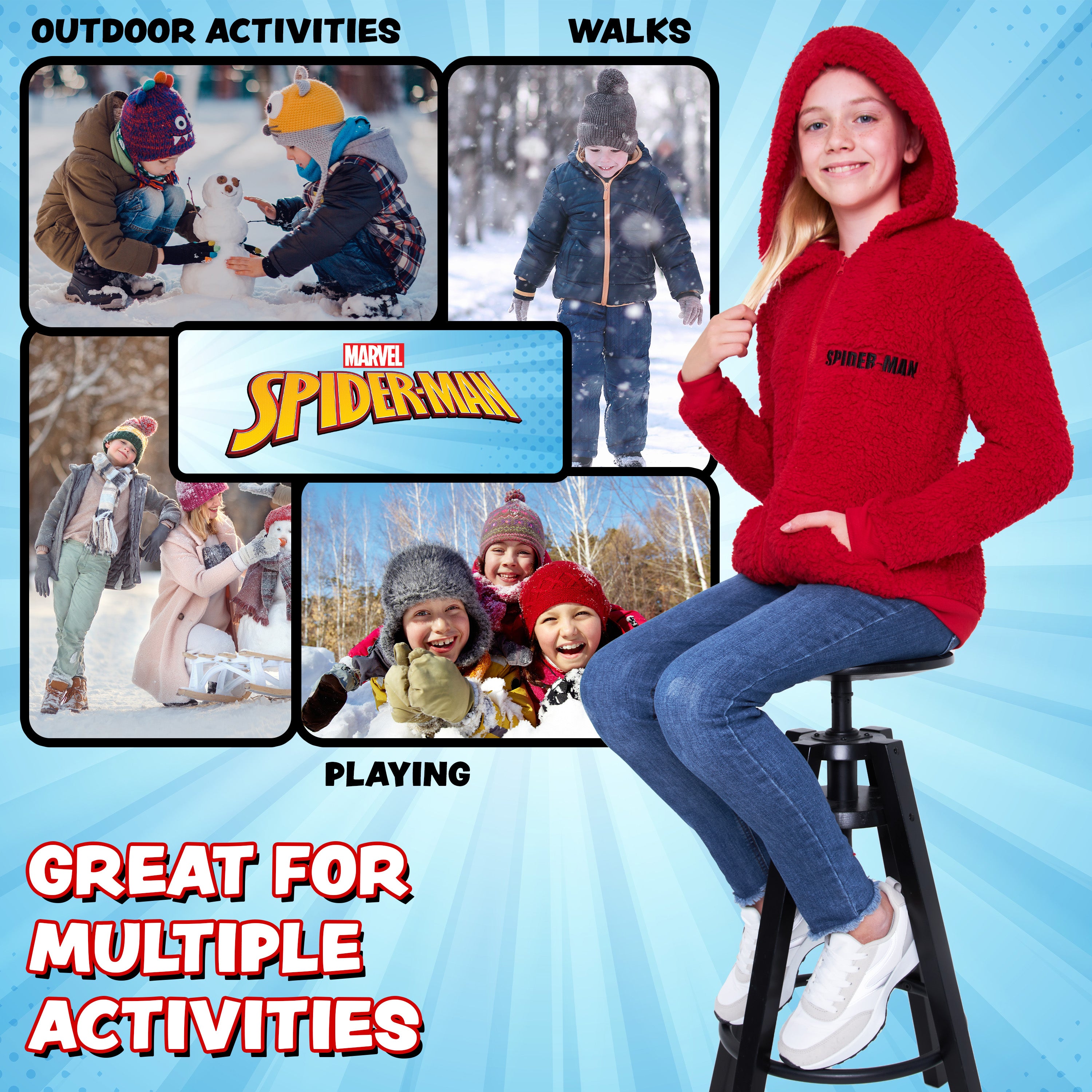 marvel-spiderman-sweat-zipp-sherpa-rouge-gar-on-7-8-ans image 3