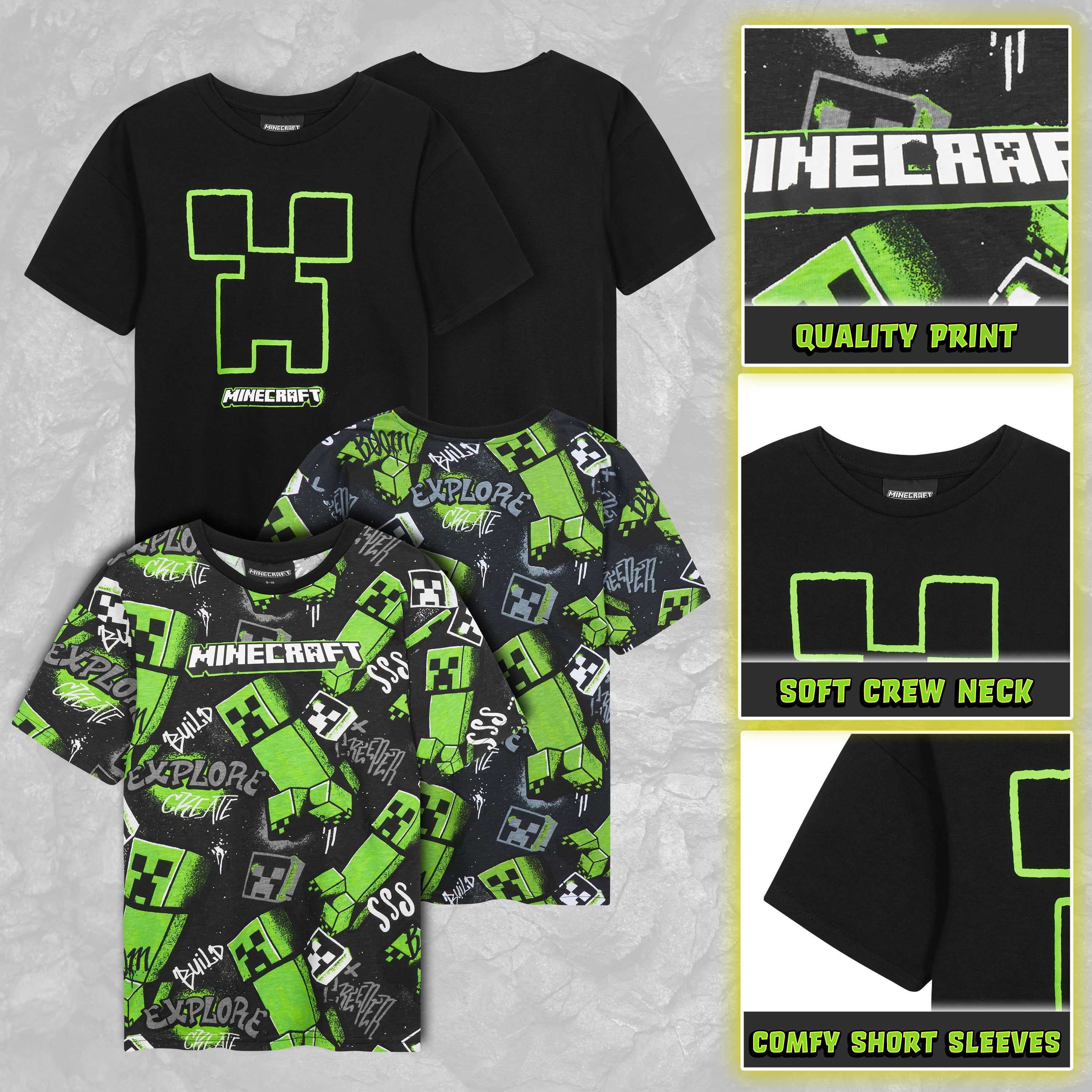 get-trend-boys-lot-3-t-shirts-gar-on-minecraft-11-12-ans-coton image 4