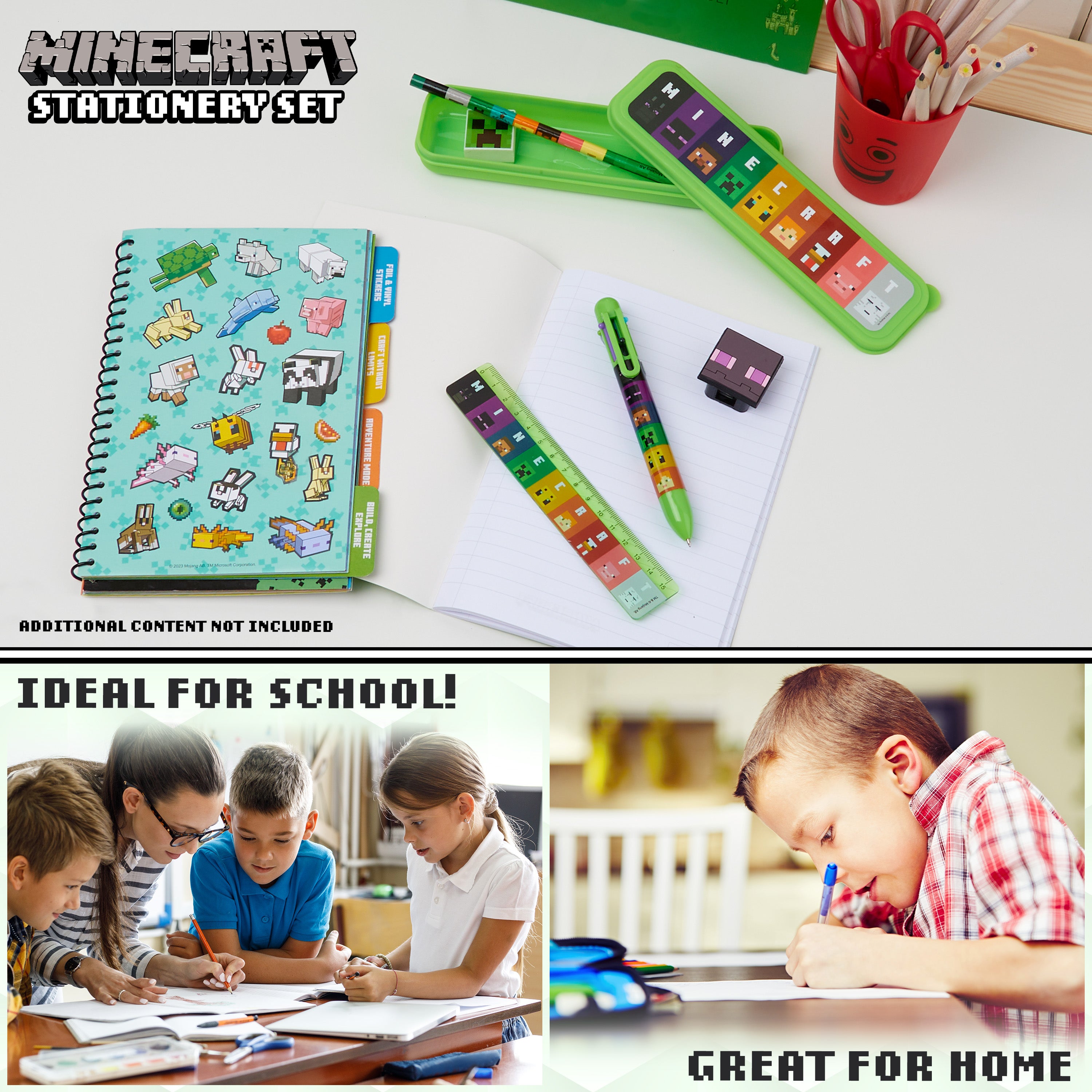 minecraft-trousse-scolaire-garnie-enfant-vert-set-papeterie image 4