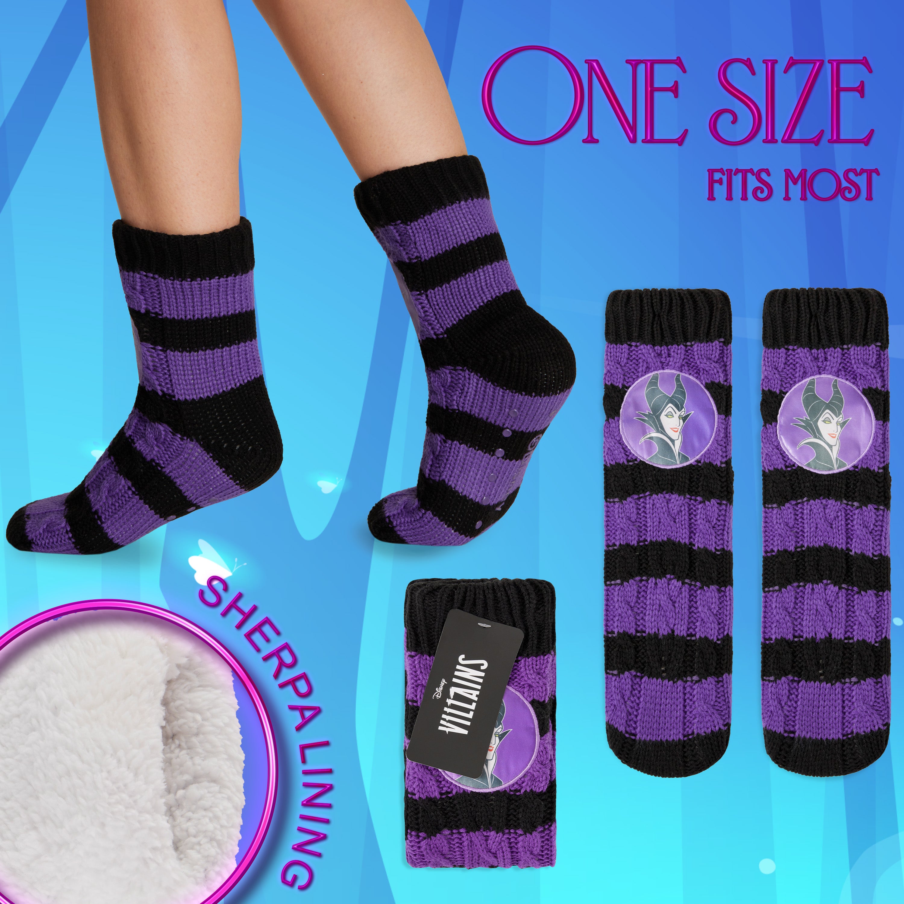 disney-chaussettes-pilou-femme-stitch-mal-fique-noir-violet image 6
