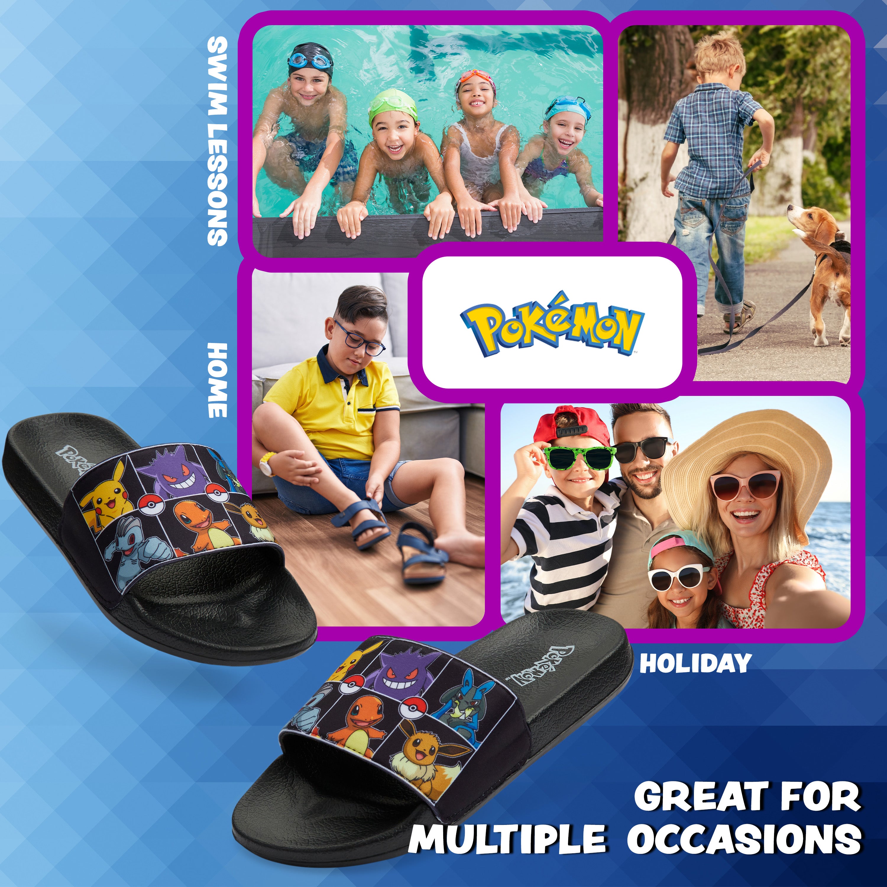 pok-mon-claquettes-gar-on-piscine-plage-noires-pikachu image 5