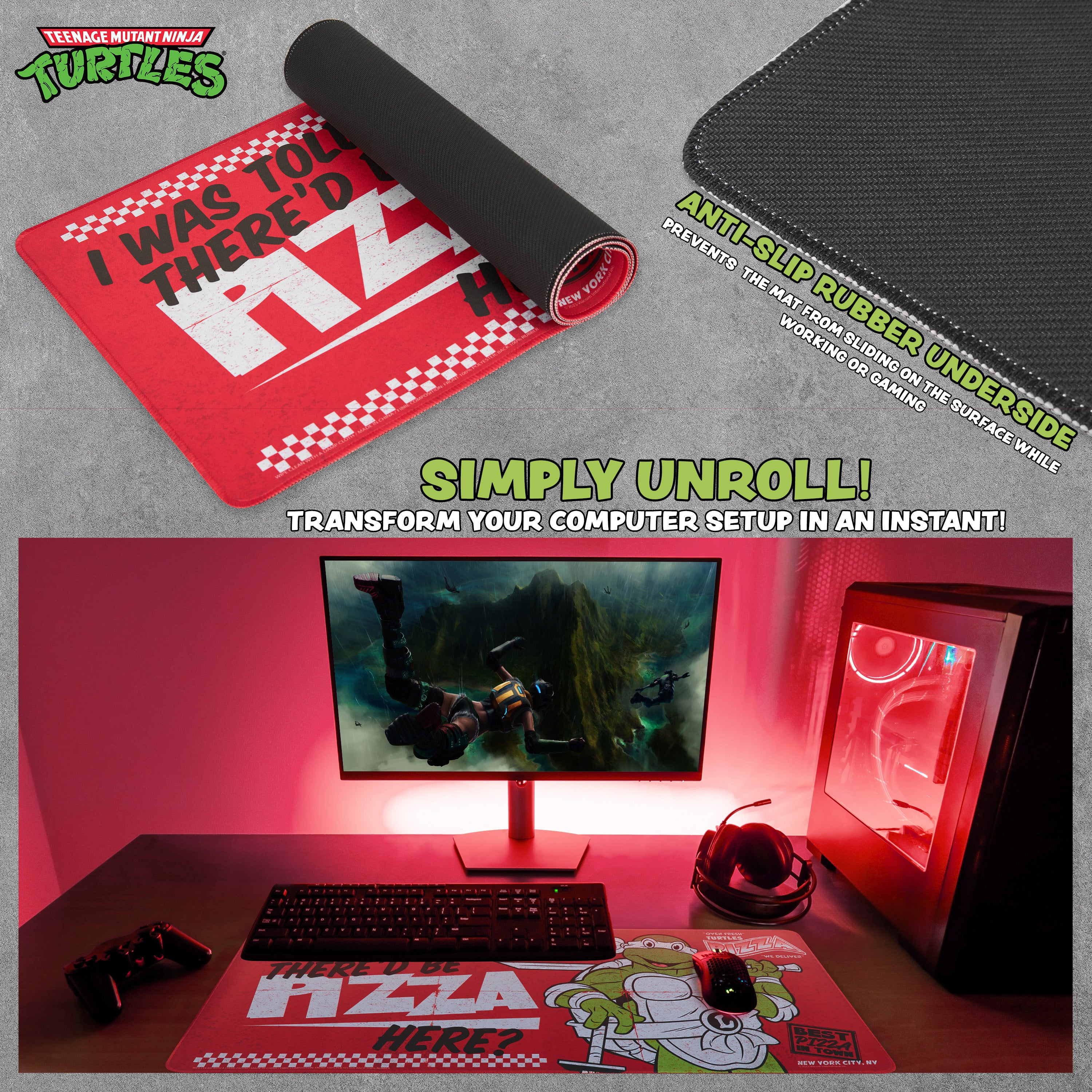 tortues-ninja-tapis-de-souris-xxl-70x30-bureau image 5