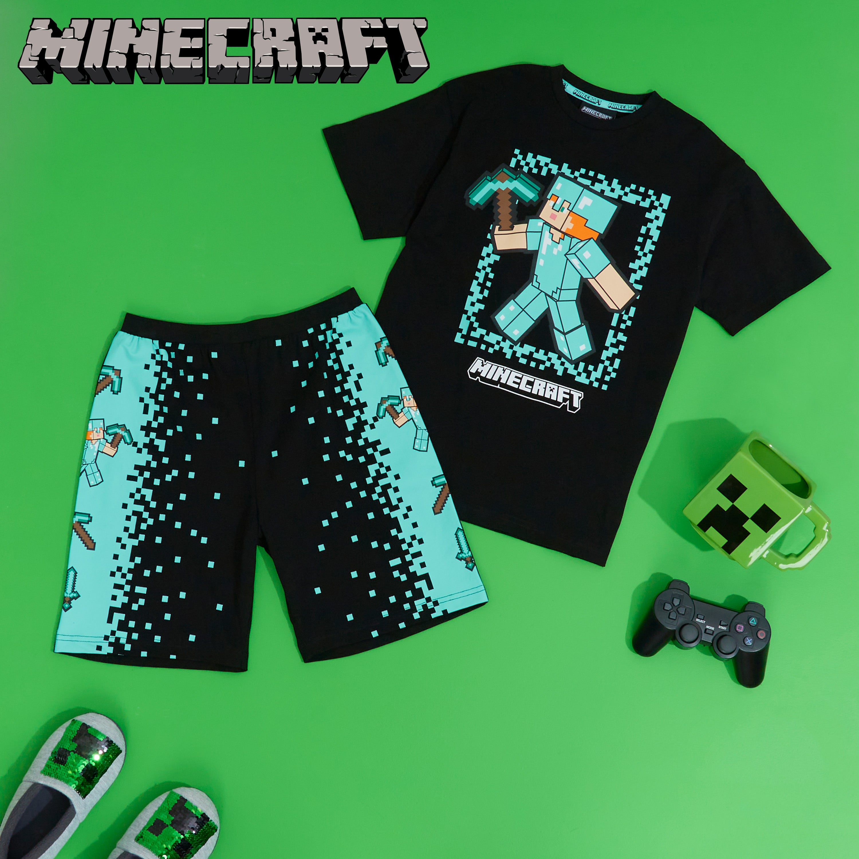 get-trend-minecraft-pyjama-short-gar-on-9-10-ans-coton image 2