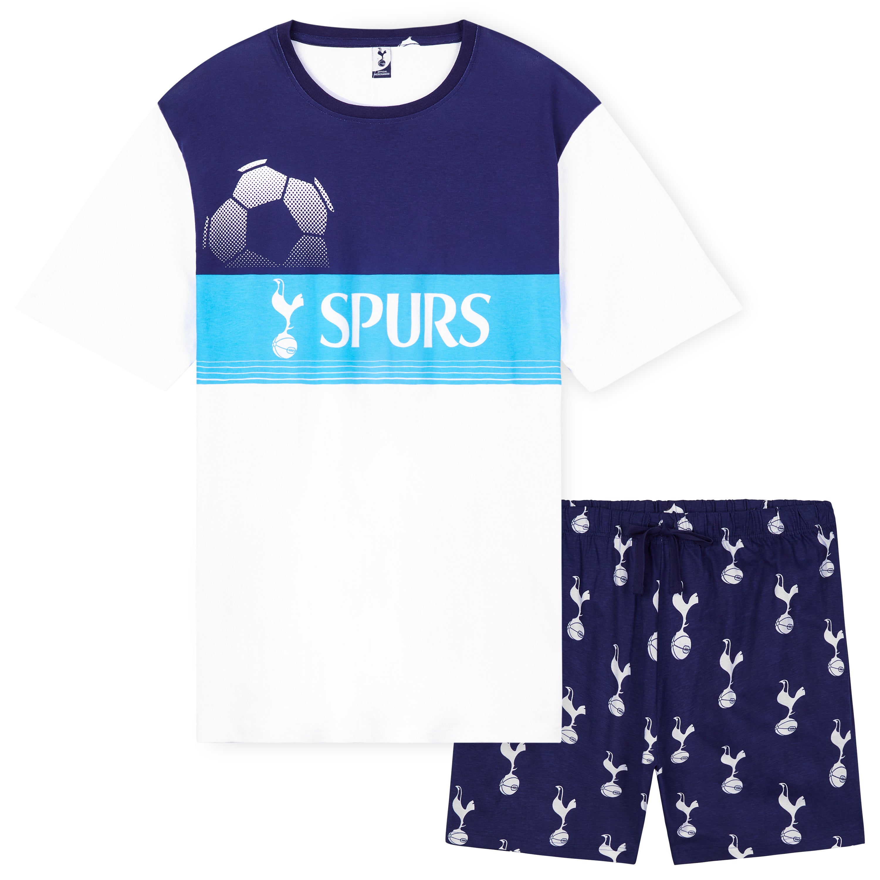 tottenham-pyjama-short-homme-m-coton-blanc-marine image 1
