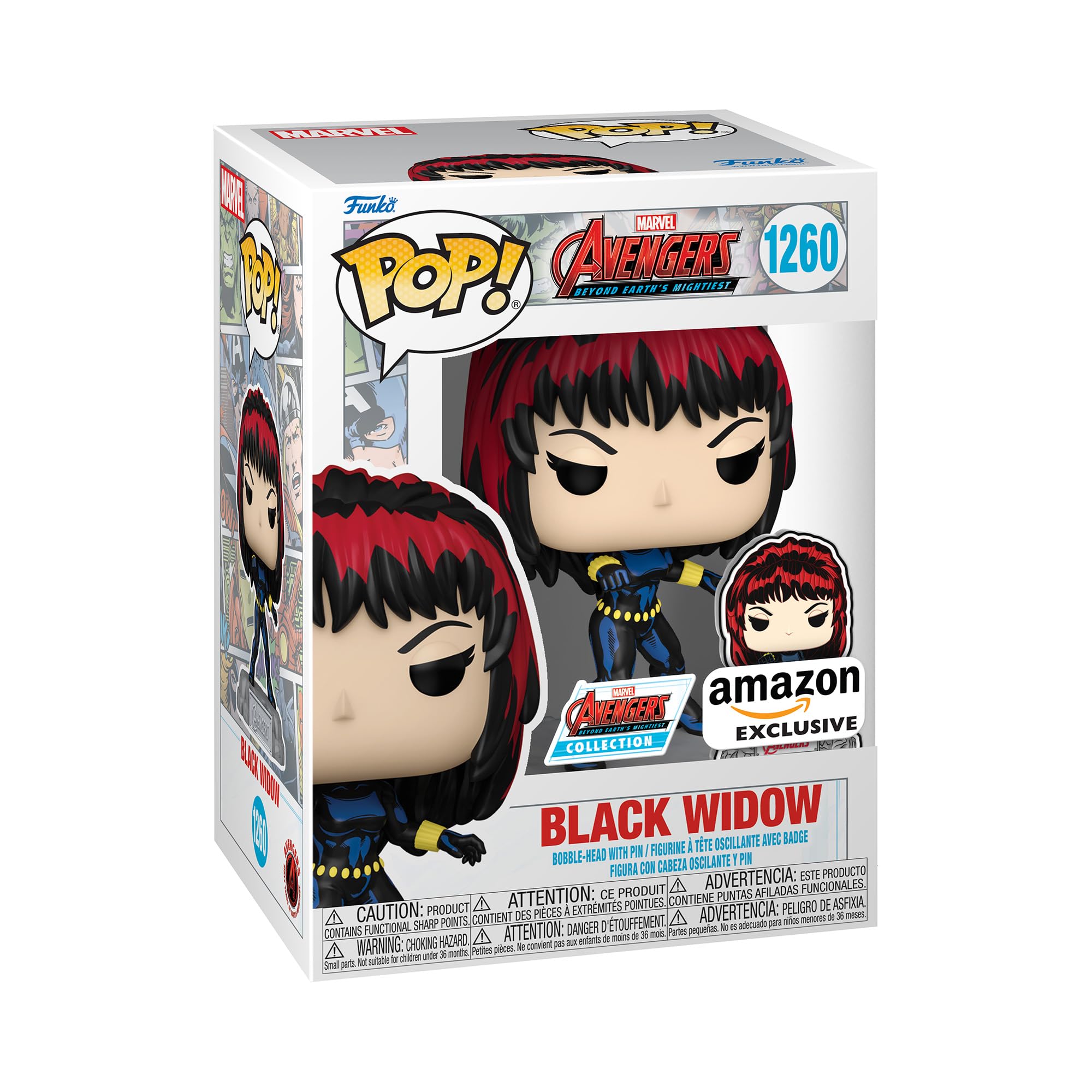 funko-pop-a60-comic-figurine-black-widow-avec-pin-9-5-cm image 1
