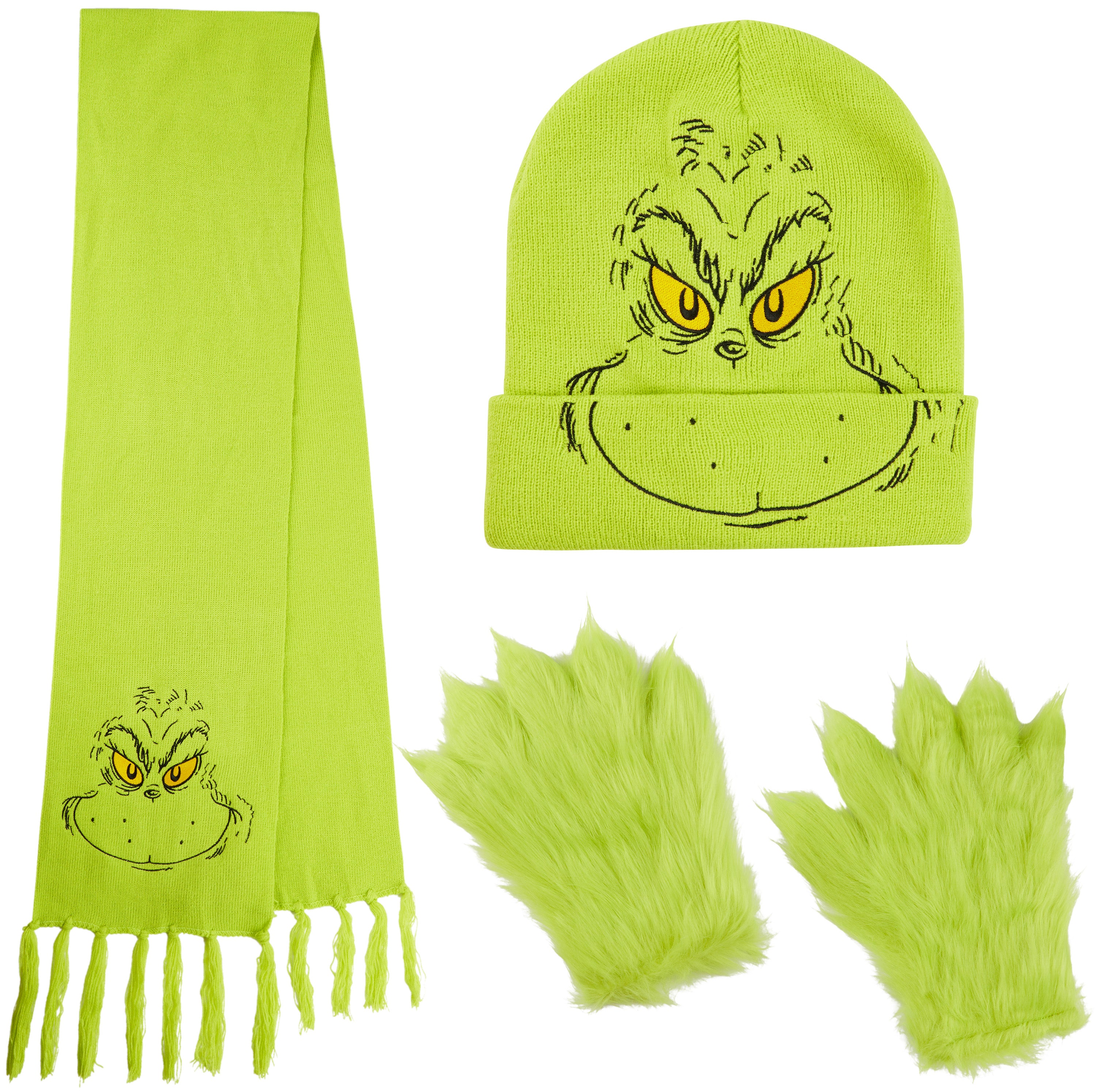 grinch-ensemble-bonnet-charpe-gants-femme-3-pi-ces-vert image 1