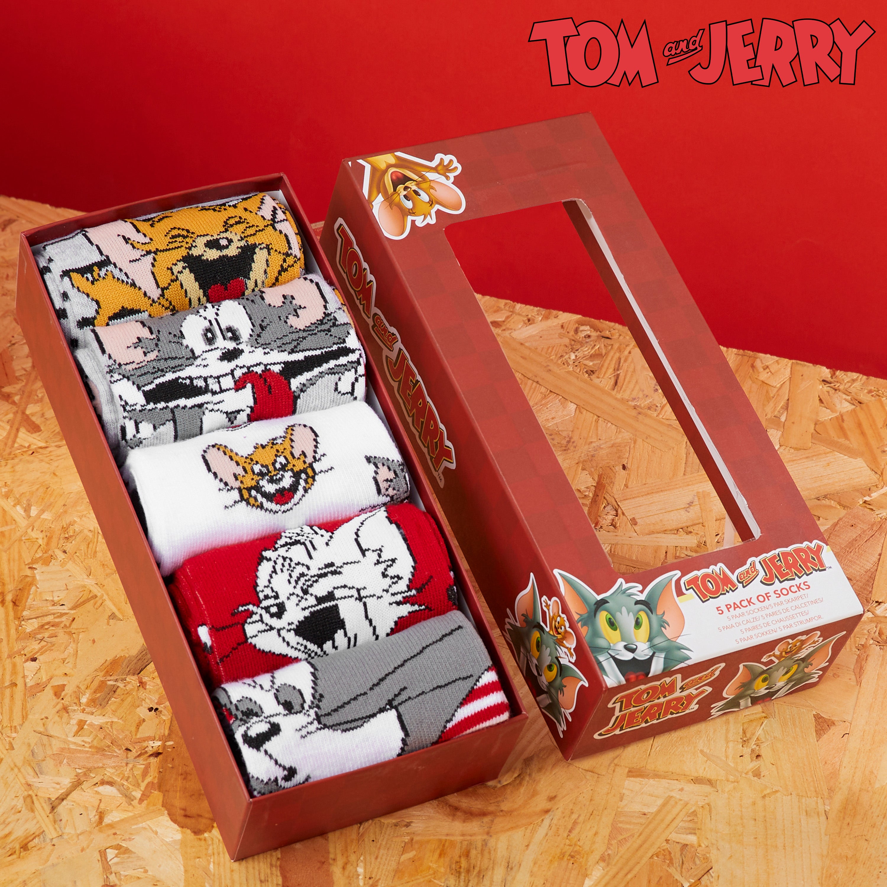 tom-et-jerry-chaussettes-homme-lot-5-gris-rouge-coton image 2