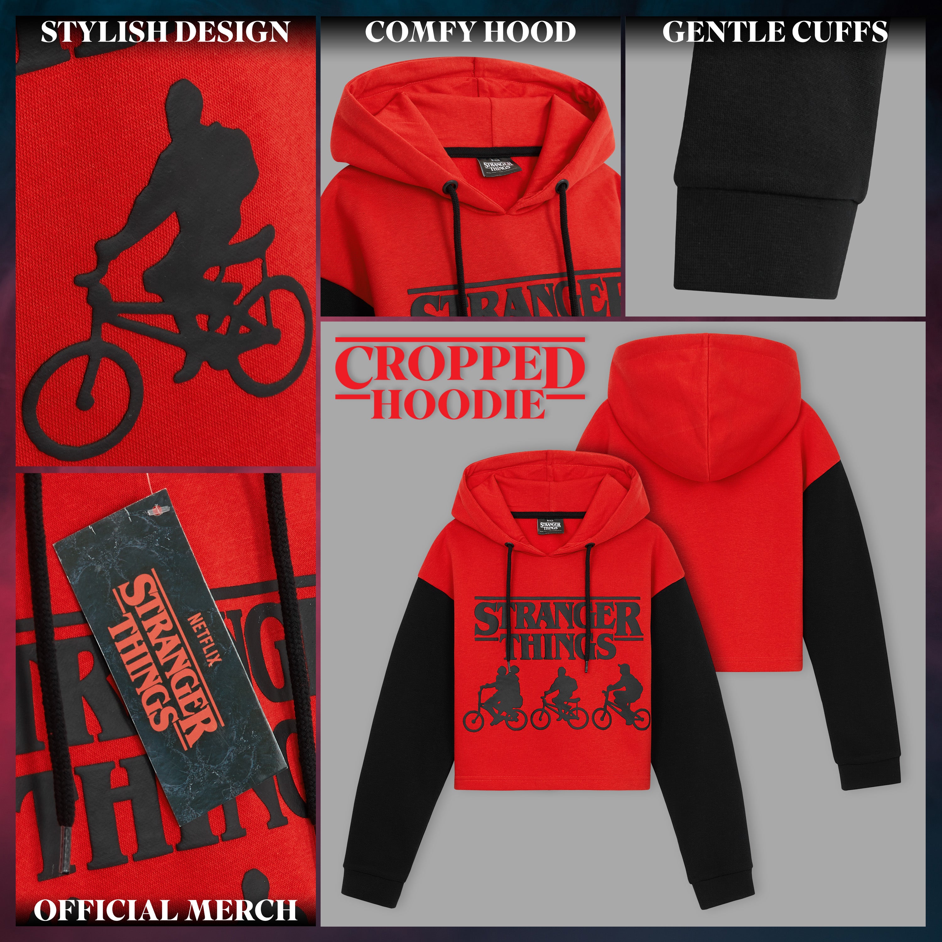 get-trend-stranger-things-sweat-capuche-cropped-fille-13-14-ans-coton image 5
