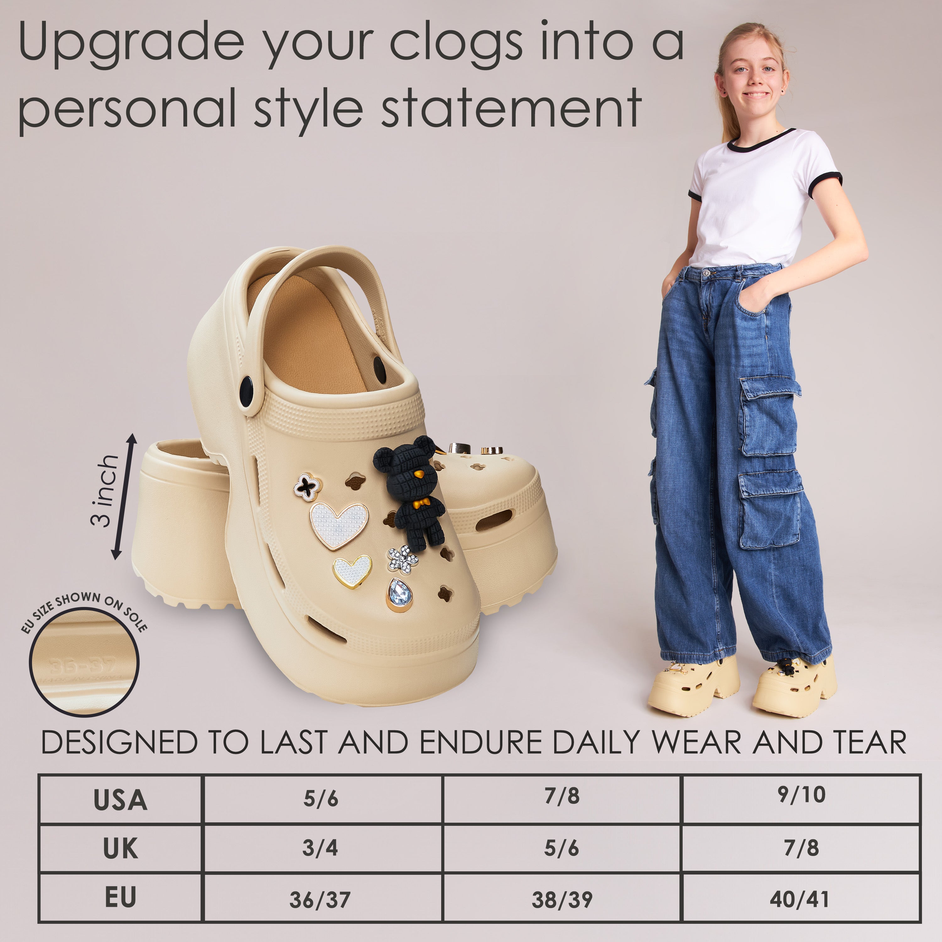 citycomfort-sabots-femme-plateforme-beige-charms-amovibles image 7