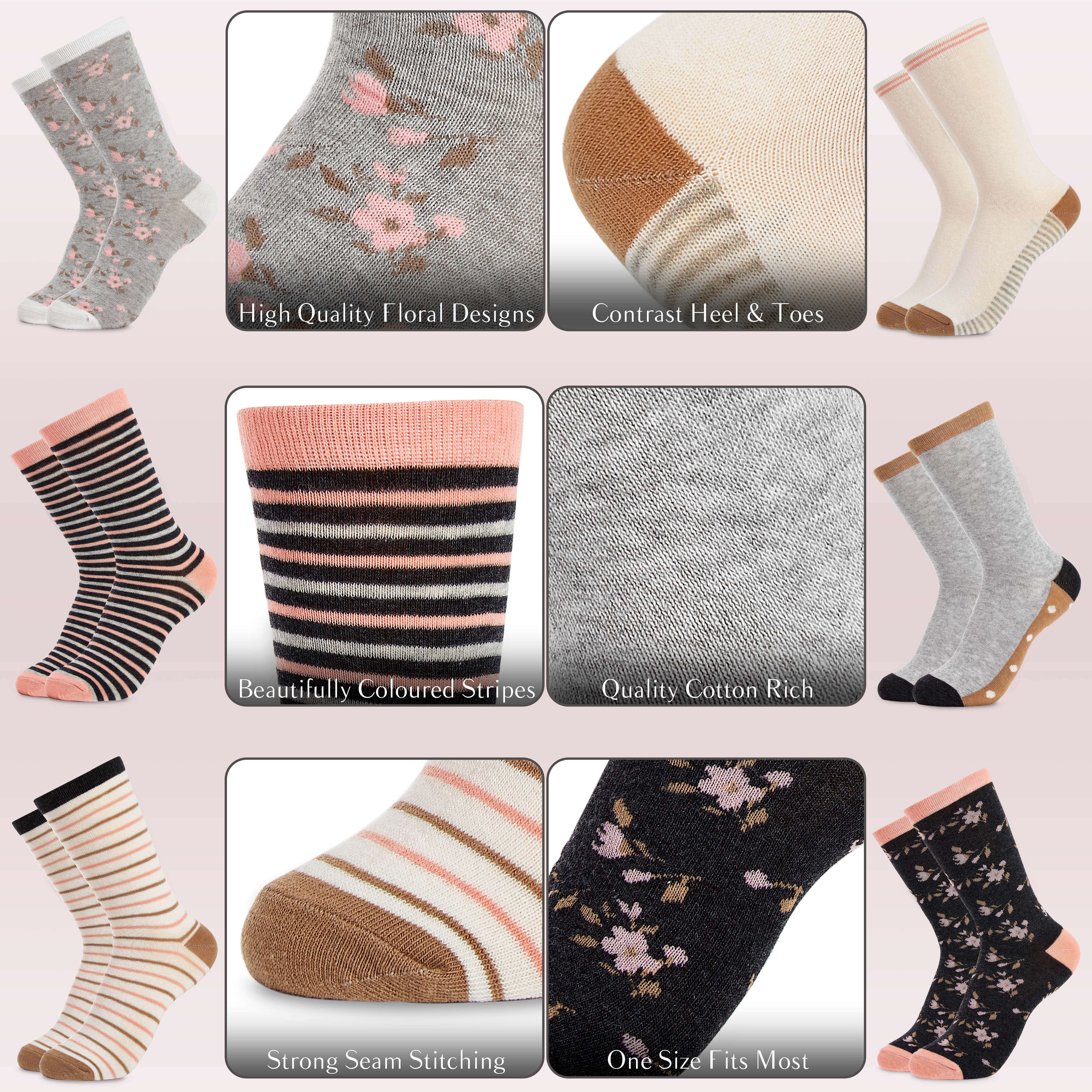 citycomfort-chaussettes-femme-coton-lot-de-6-ray-es image 5