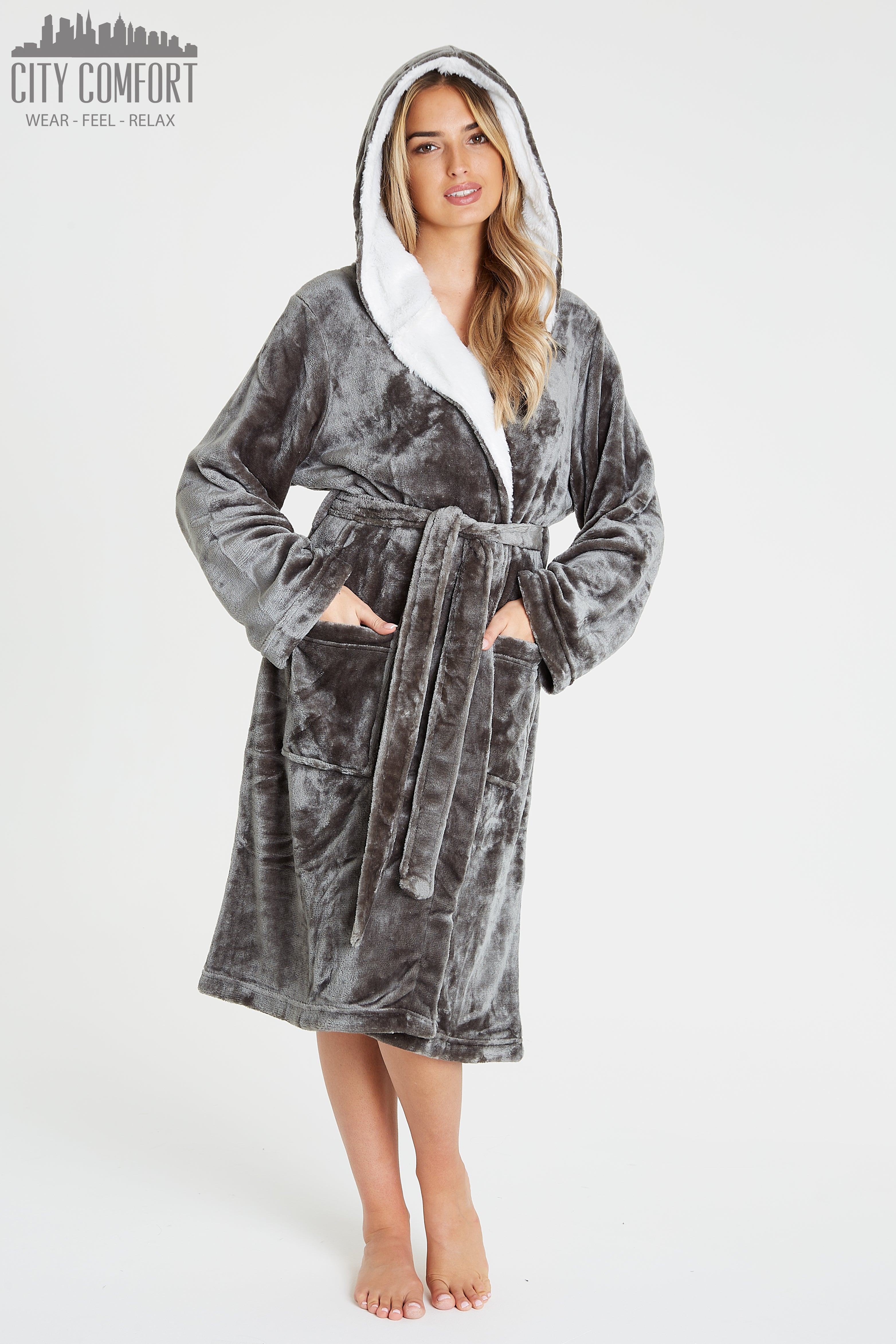 citycomfort-peignoir-femme-capuche-pilou-pilou-taille-m-ceinture image 6
