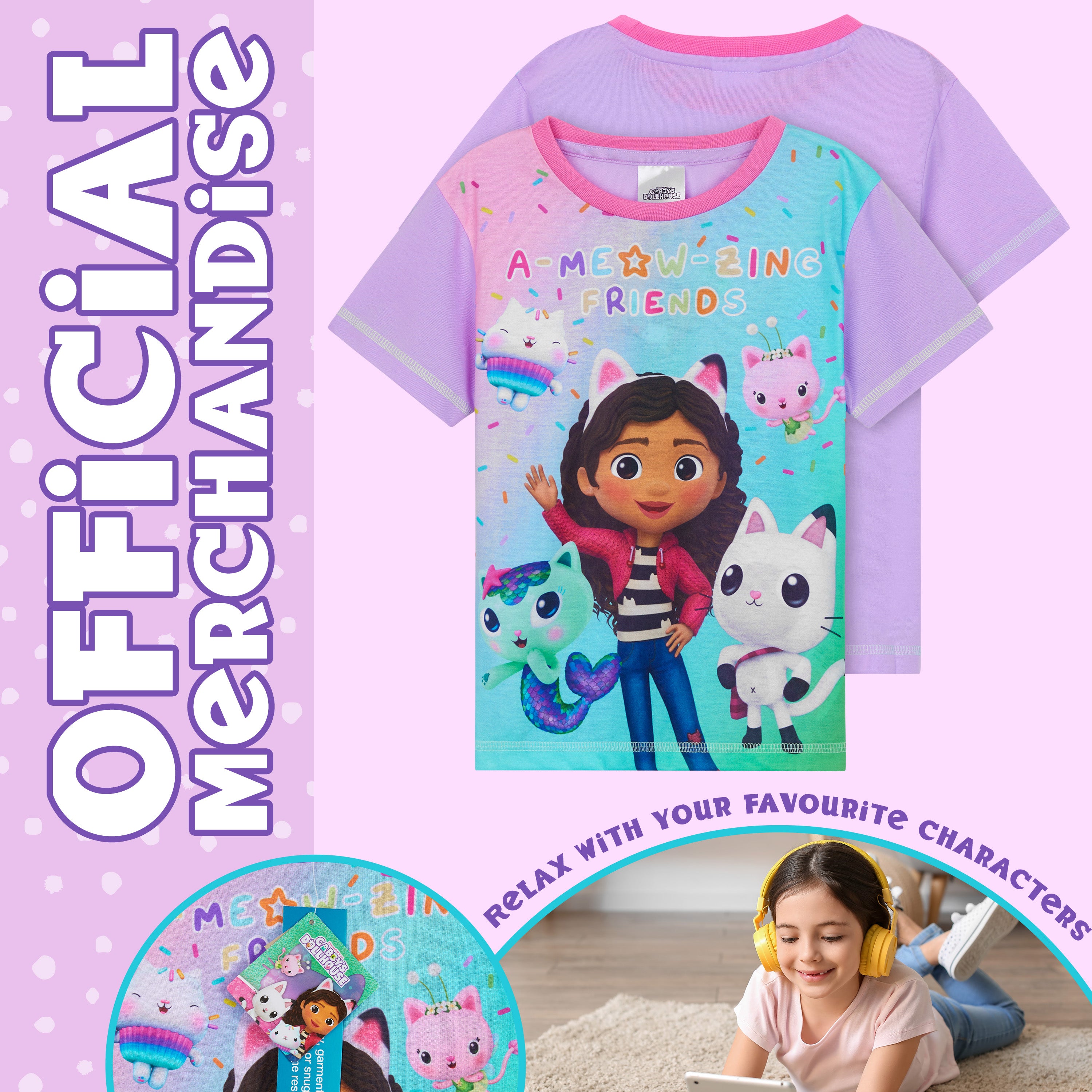 gabby-s-dollhouse-pyjama-court-fille-2-pcs-t-shirt-short-t image 5