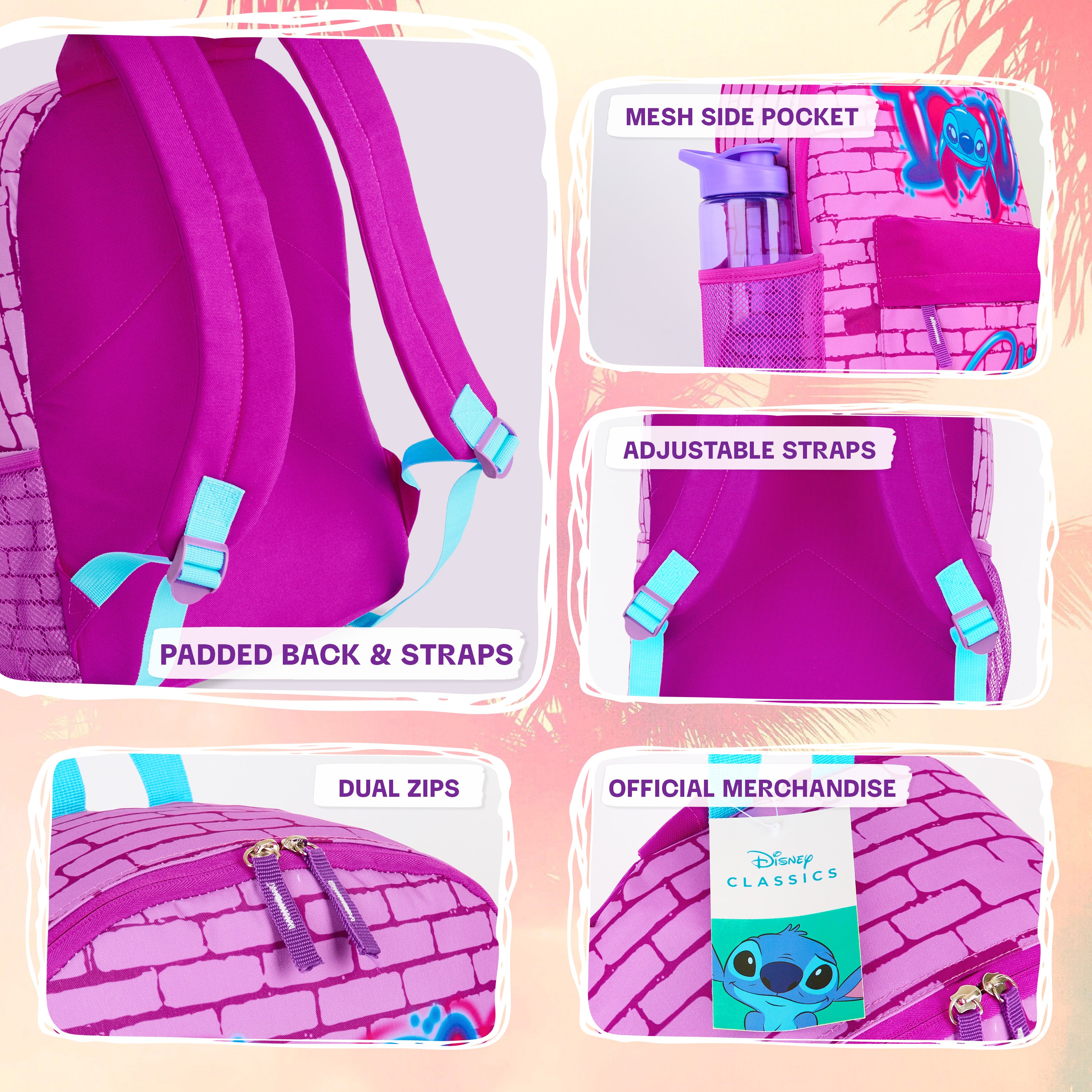 disney-sac-dos-stitch-fille-scolaire-bretelles-rembourr-es image 3