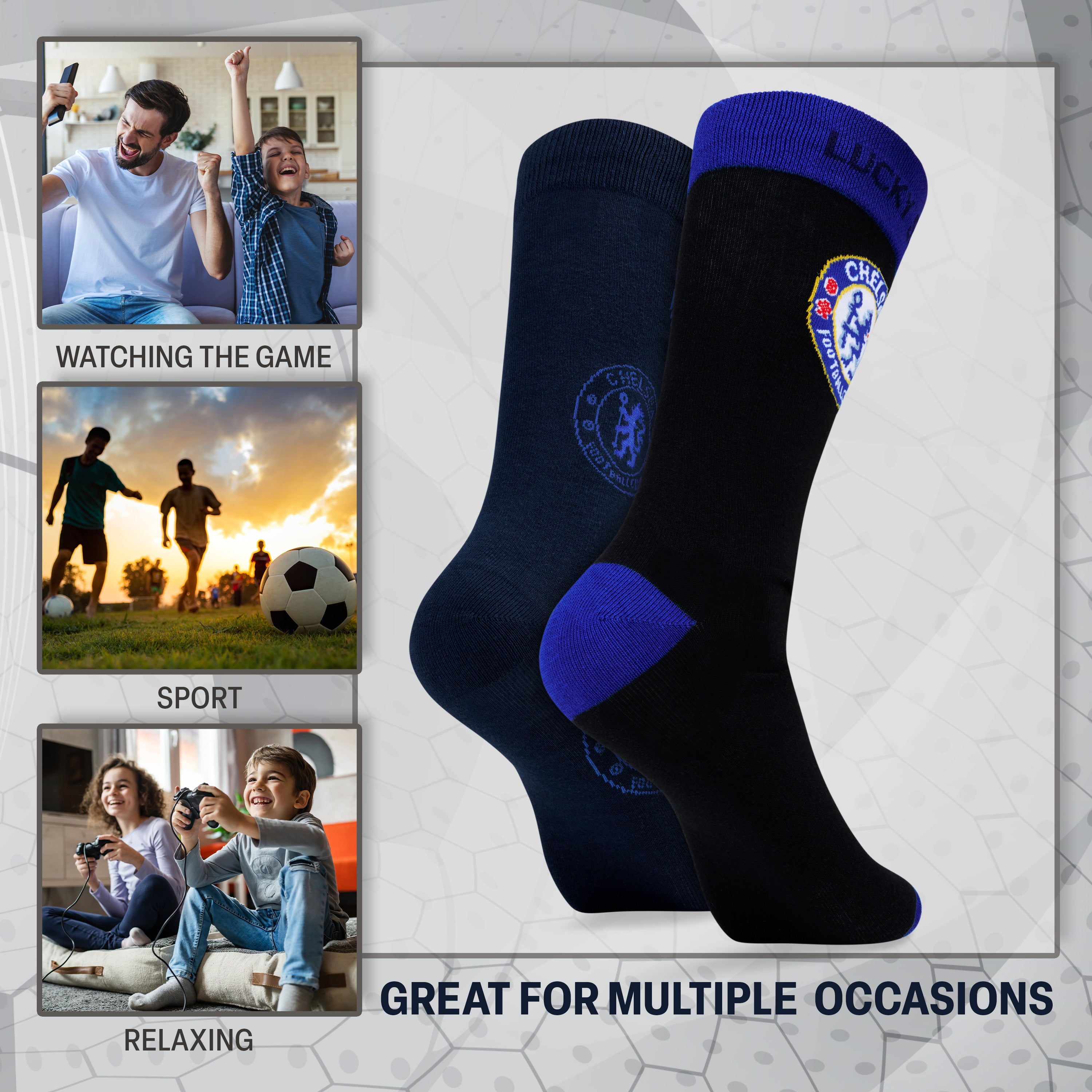 chelsea-fc-chaussettes-gar-on-lot-de-4-coton-supporters image 4