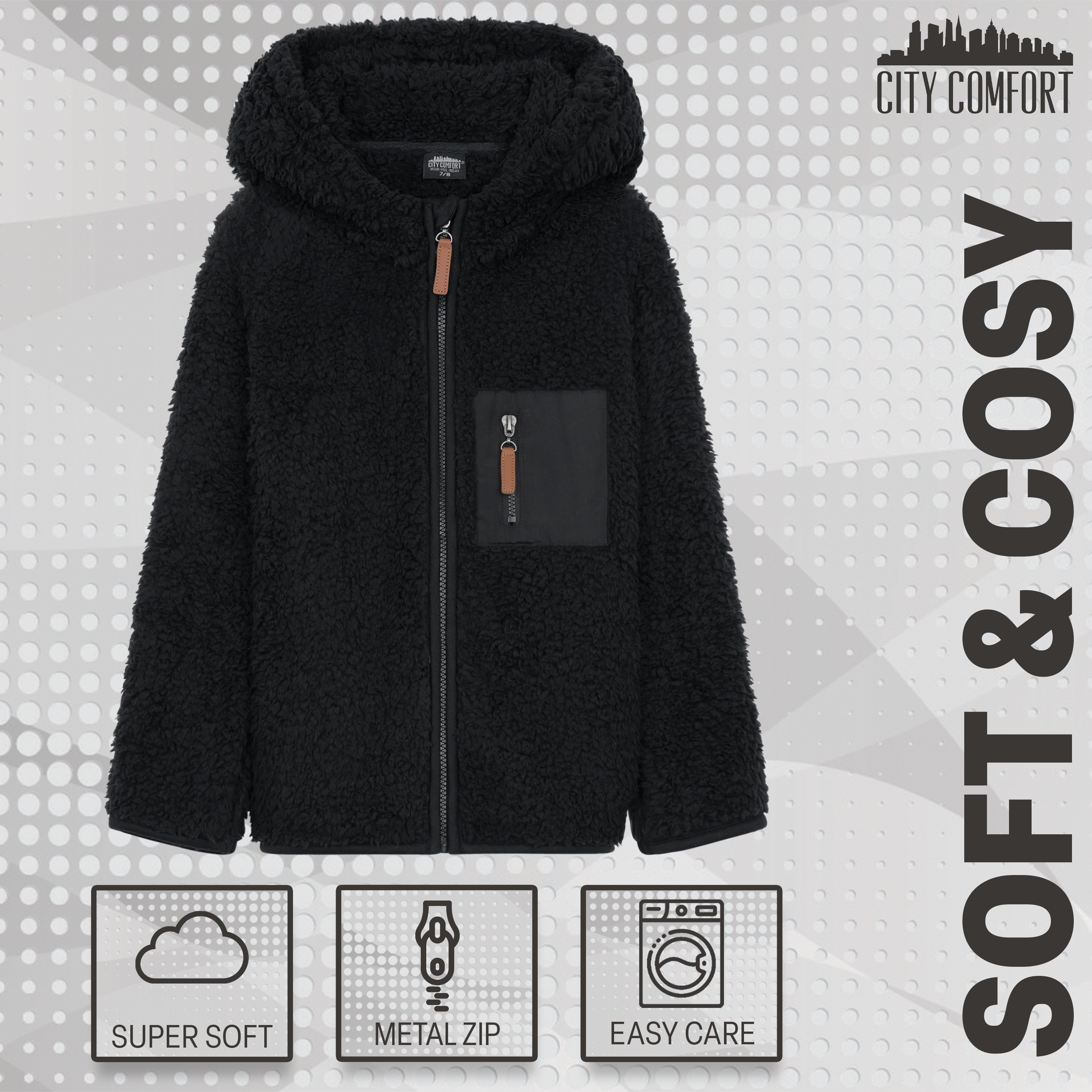 citycomfort-veste-teddy-enfant-noire-3-4-ans-zipp-e-capuche image 7