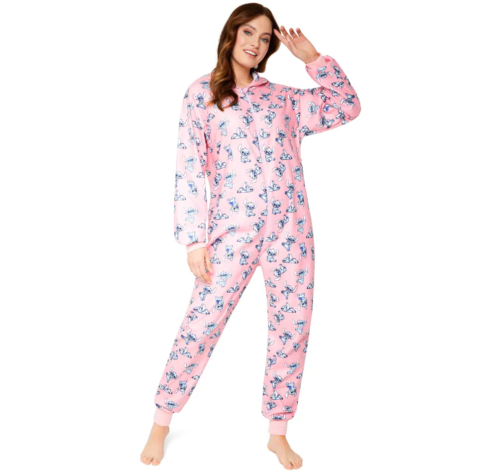 disney-stitch-combinaison-pyjama-femme-s-rose-polaire image 1