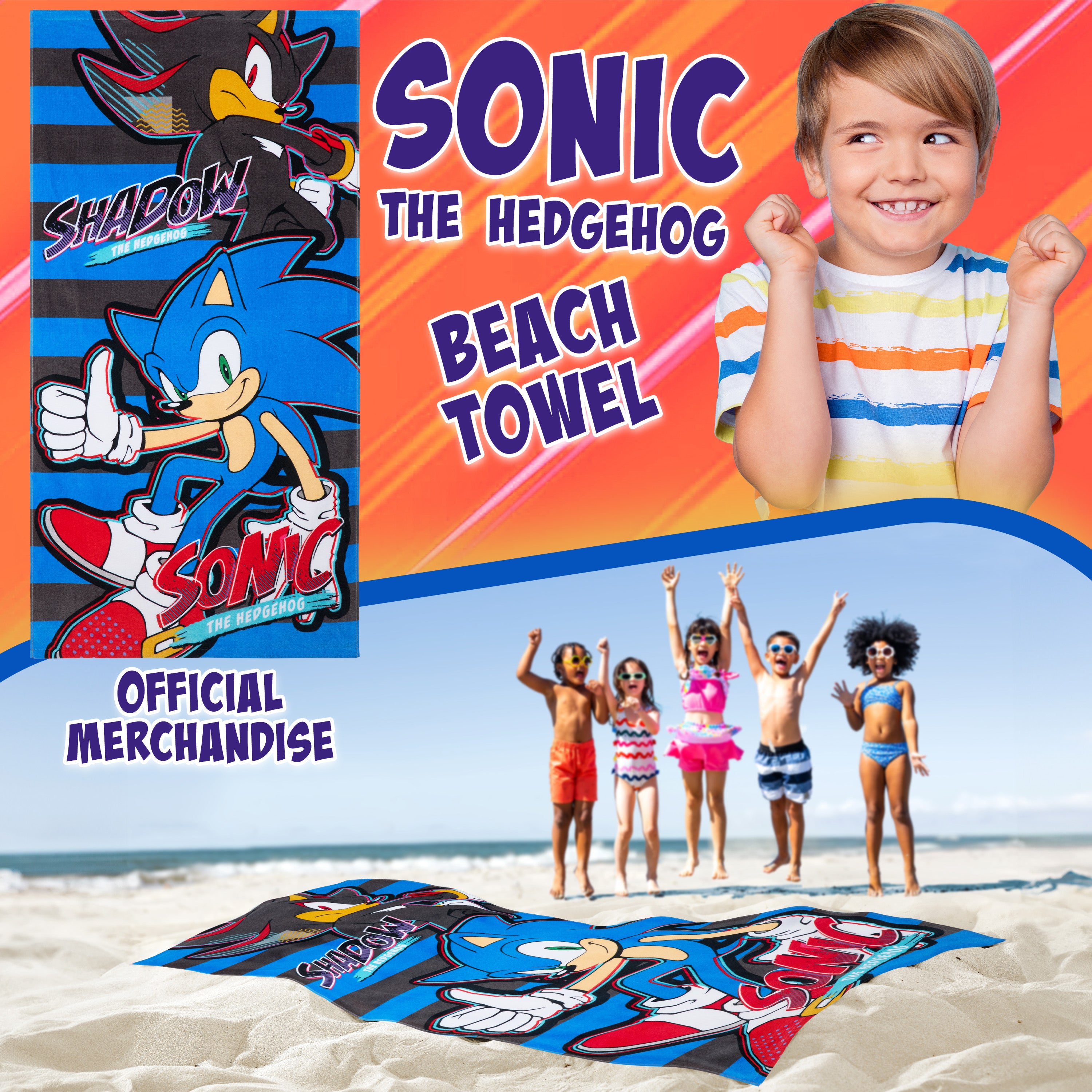 sonic-the-hedgehog-serviette-plage-enfant-70x140-cm-coton image 2