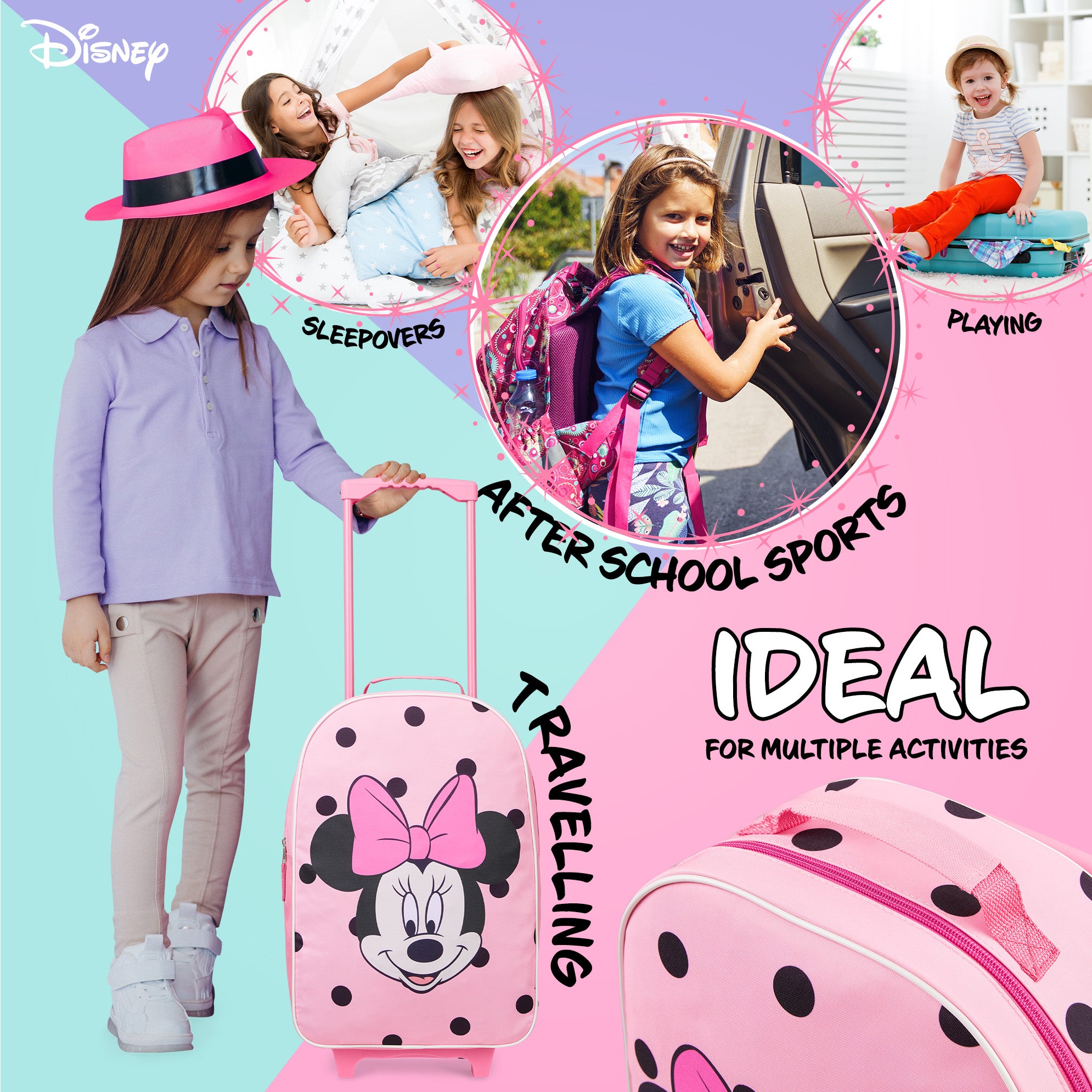 disney-valise-enfant-minnie-rose-roulettes-cabine-pliable image 5