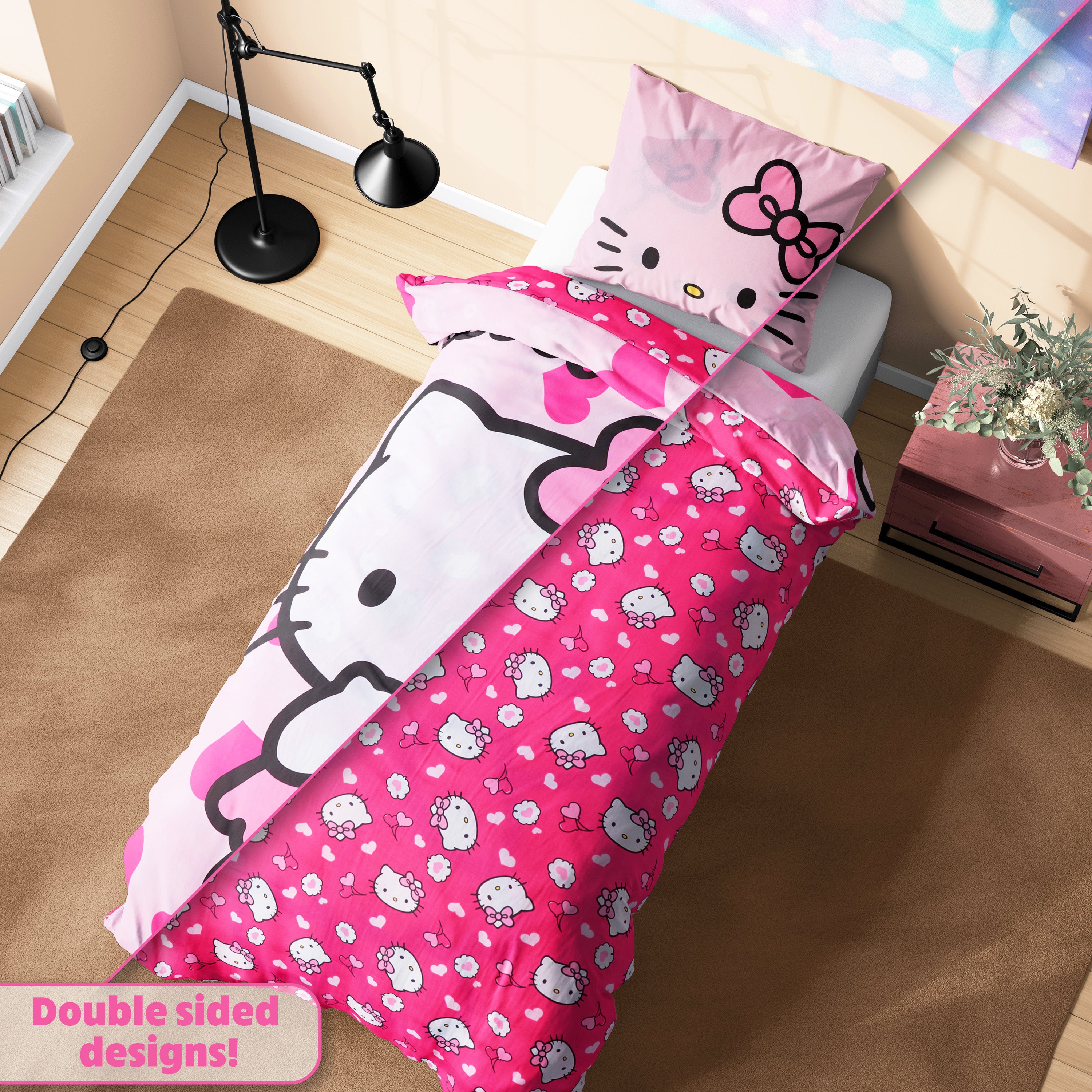 hello-kitty-parure-de-lit-1-personne-housse-couette-rose image 4