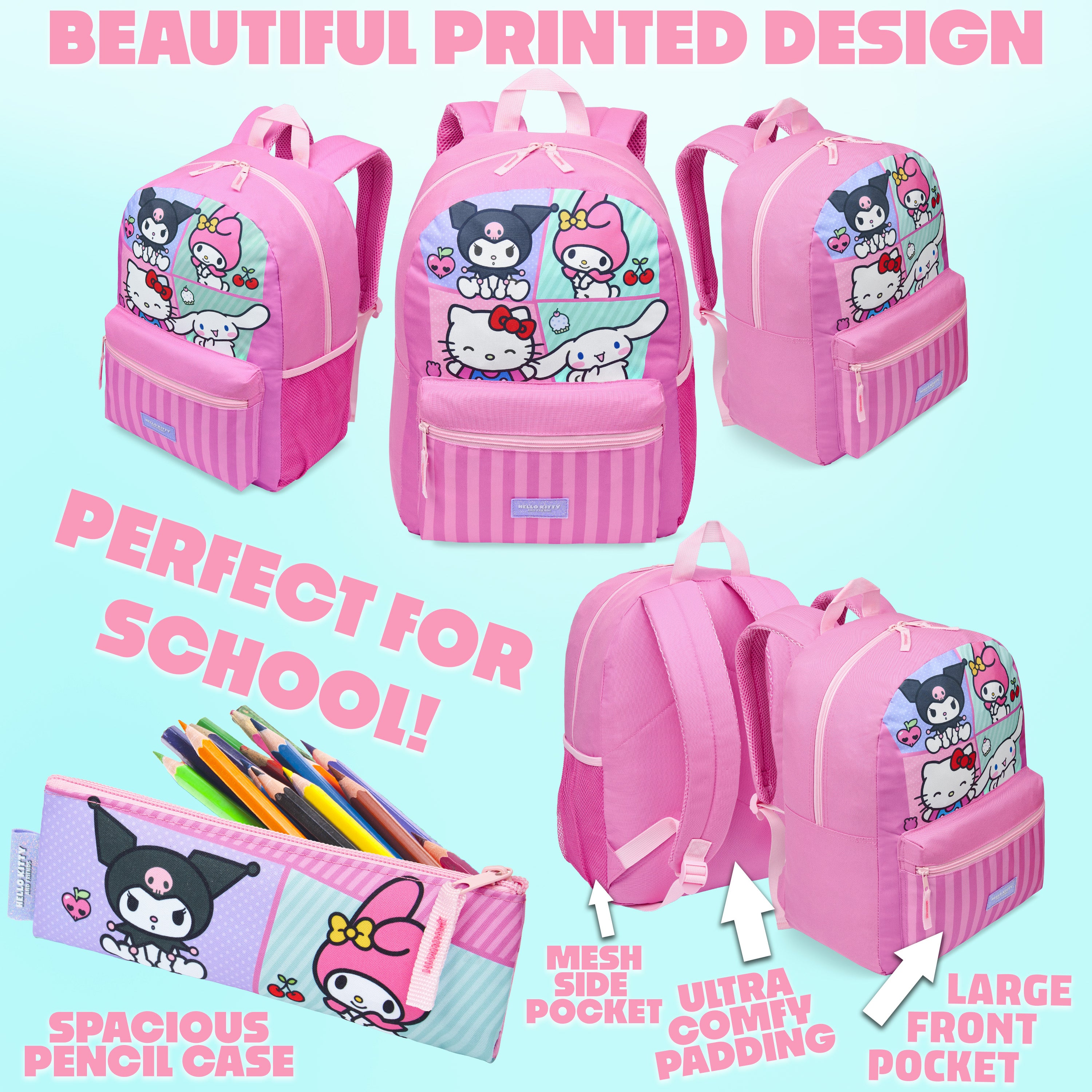 hello-kitty-sac-cole-fille-set-4-pi-ces-cartable-kawaii image 5