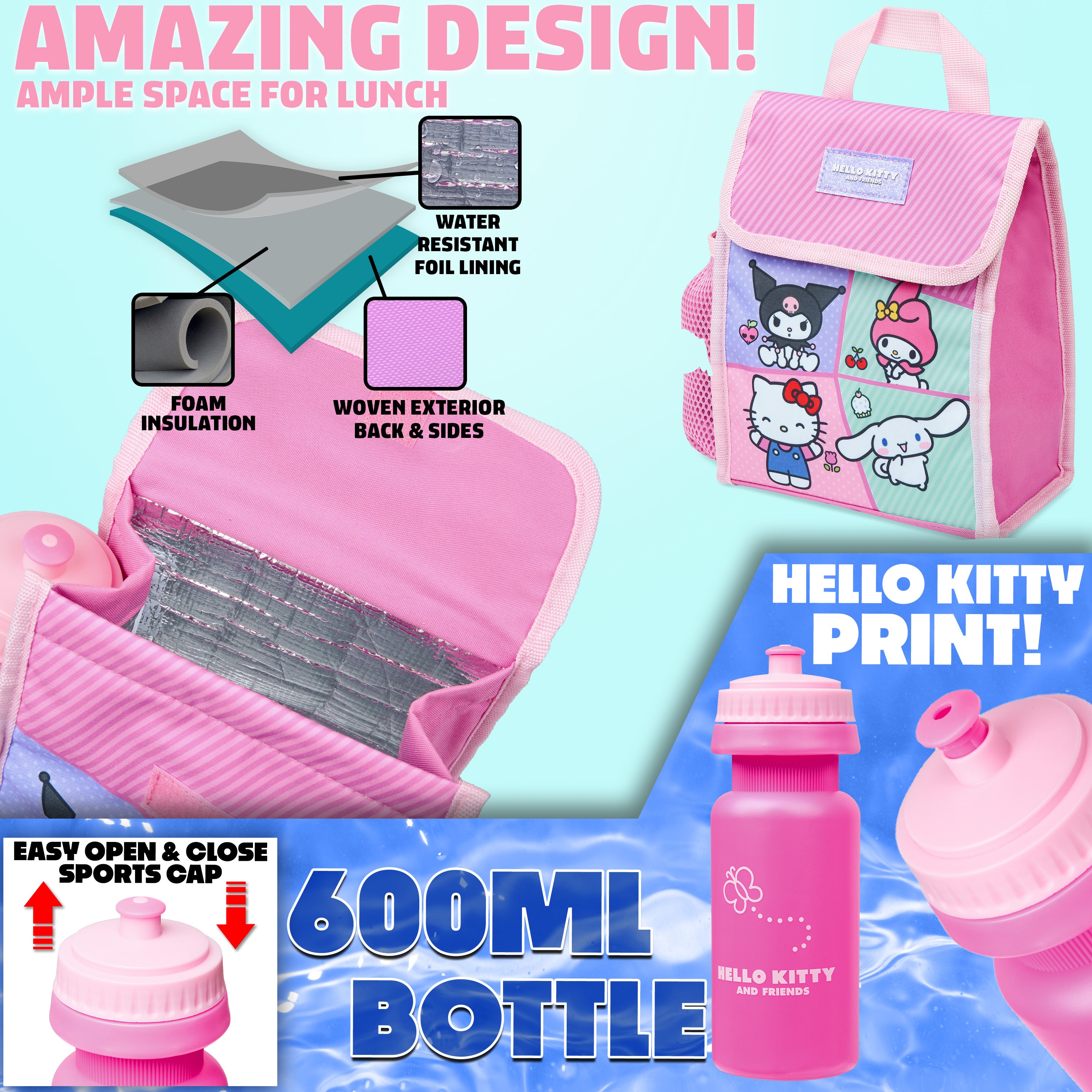 hello-kitty-sac-cole-fille-set-4-pi-ces-cartable-kawaii image 4