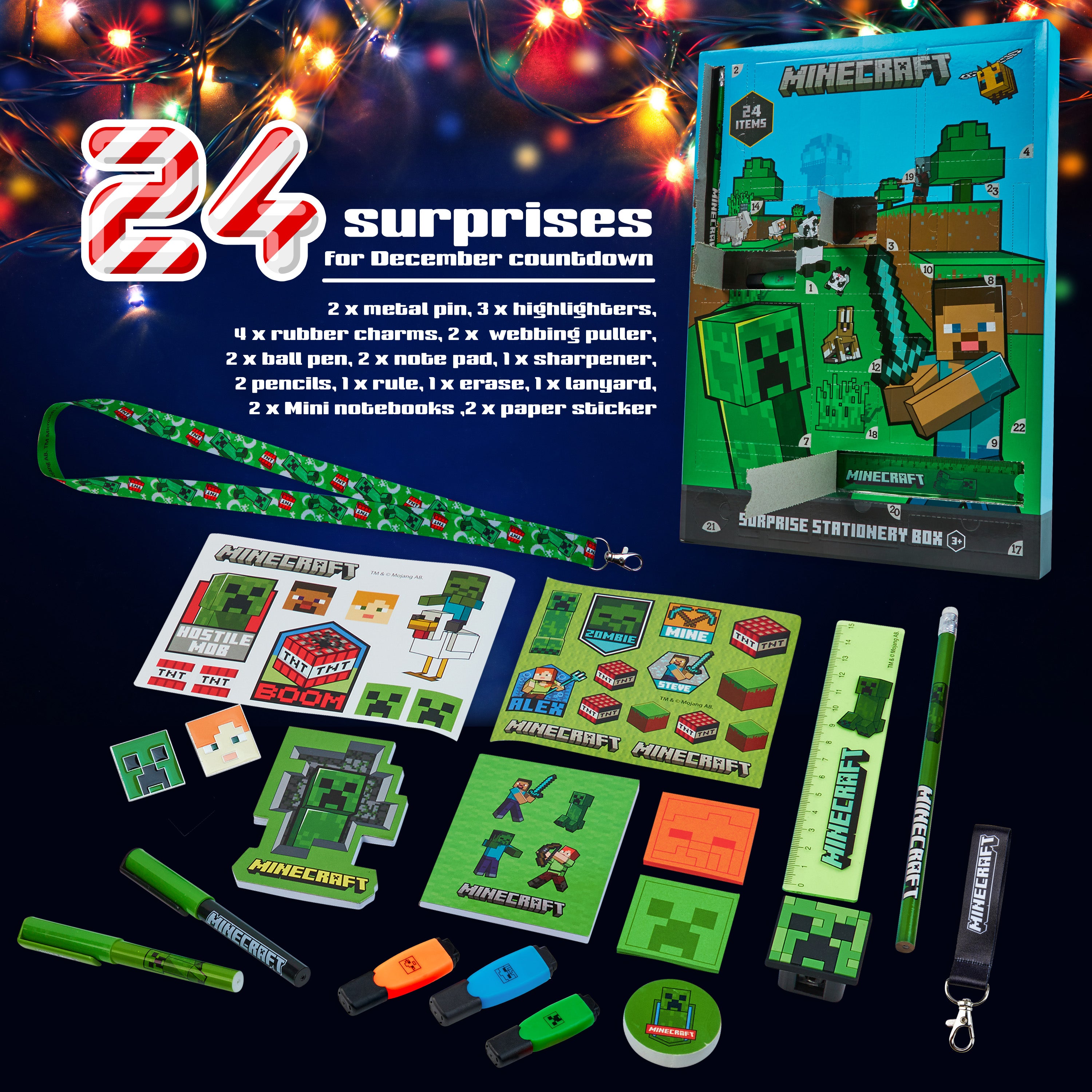 minecraft-calendrier-de-l-avent-2025-24-surprises-papeterie image 6