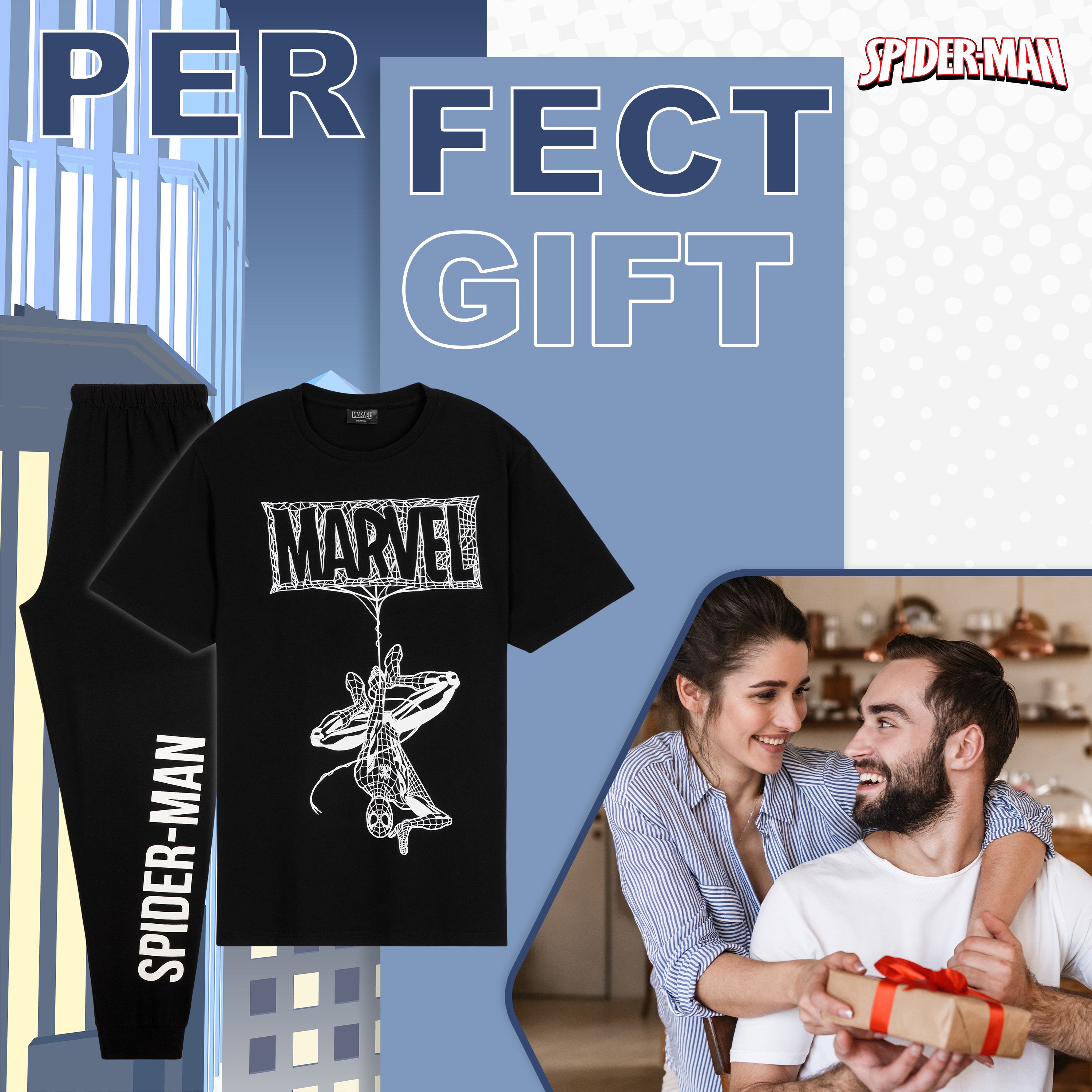 marvel-spiderman-pyjama-homme-t-shirt-pantalon-taille-l image 4