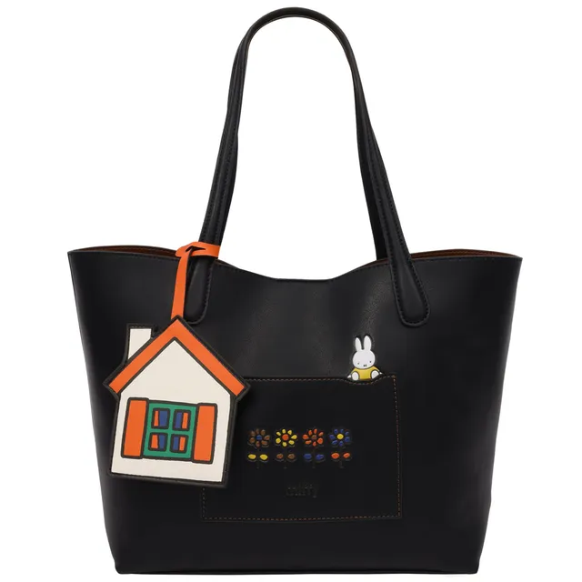 danielle-nicole-miffy-peeking-tote-cabas-noir-fleurs-maison image 1