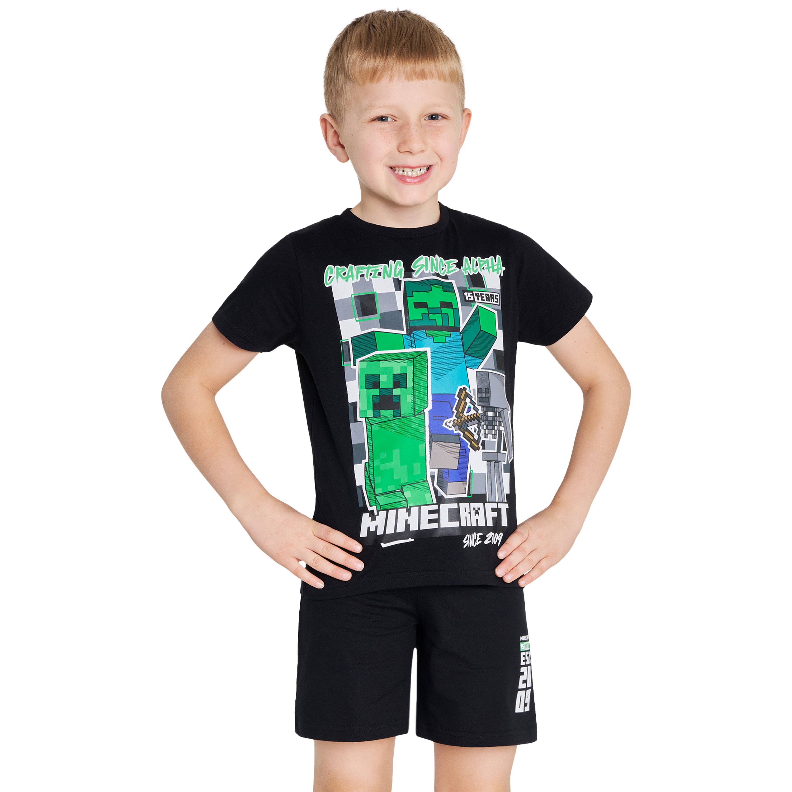 minecraft-pyjama-short-garcon-coton-ete-5-6-ans-gamer image 1