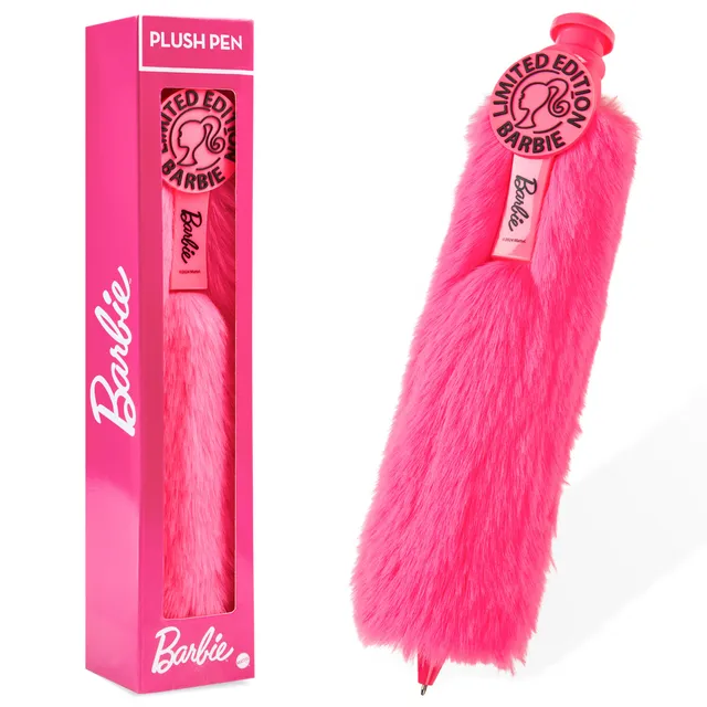barbie-stylo-bille-pompon-rose-encre-noire-doux image 1