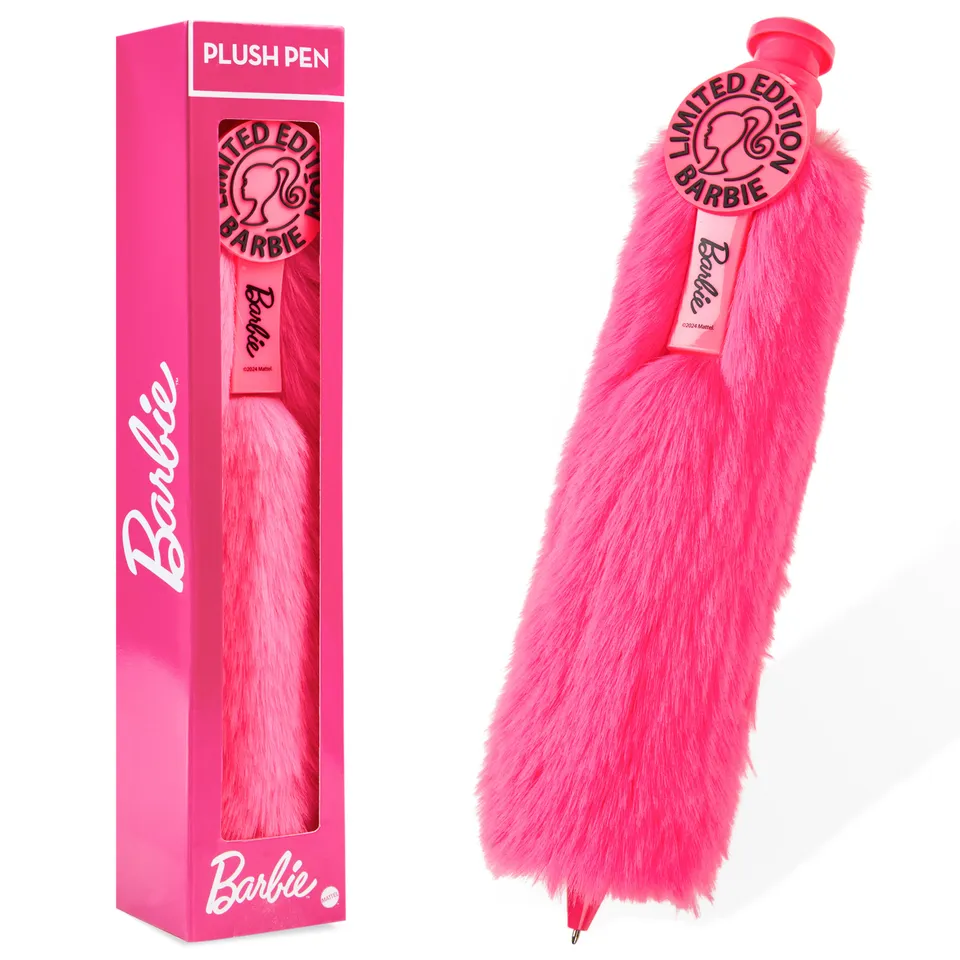 barbie-stylo-bille-pompon-rose-encre-noire-doux image 1