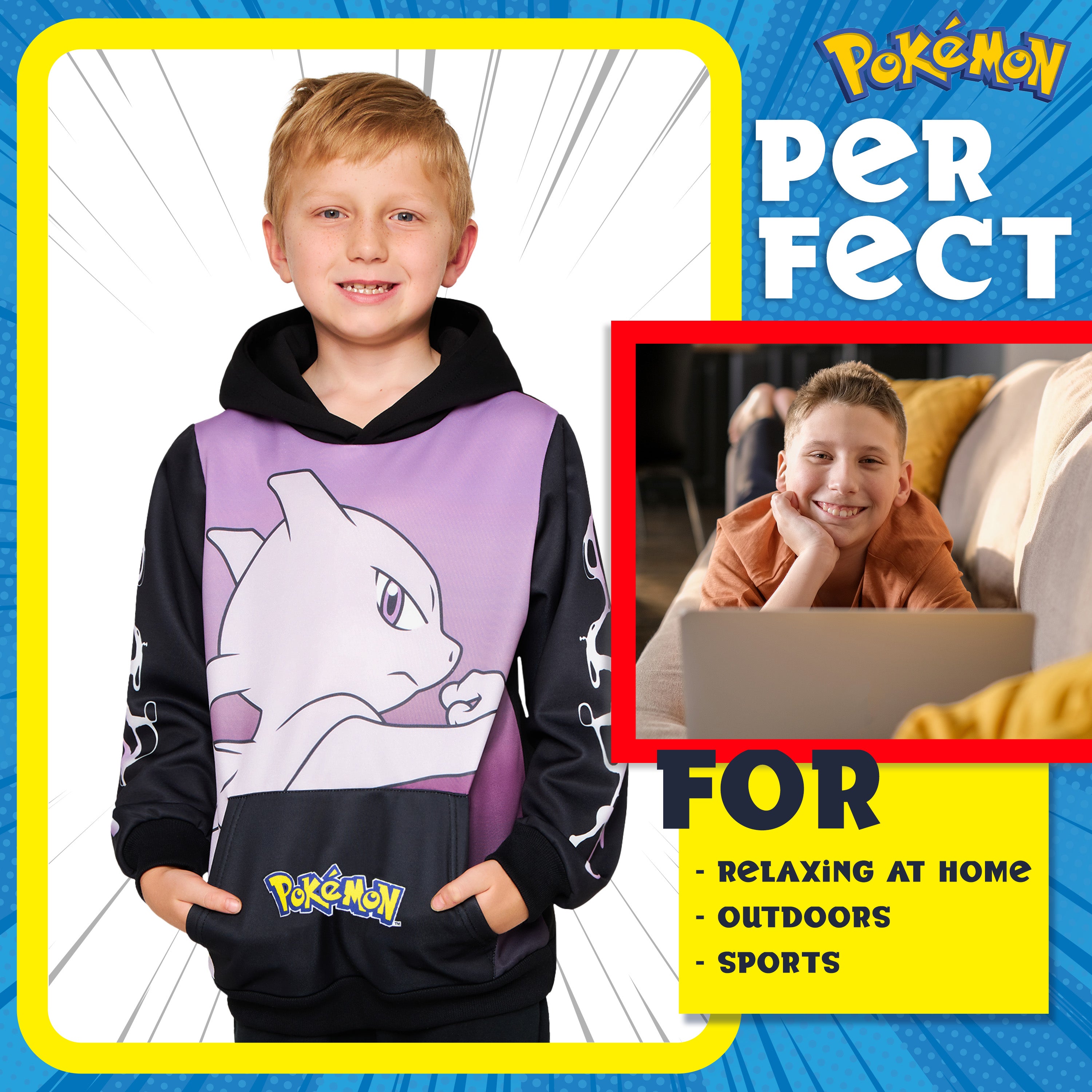 pok-mon-sweat-capuche-enfant-mewtwo-noir-rose-poche-kangourou image 3