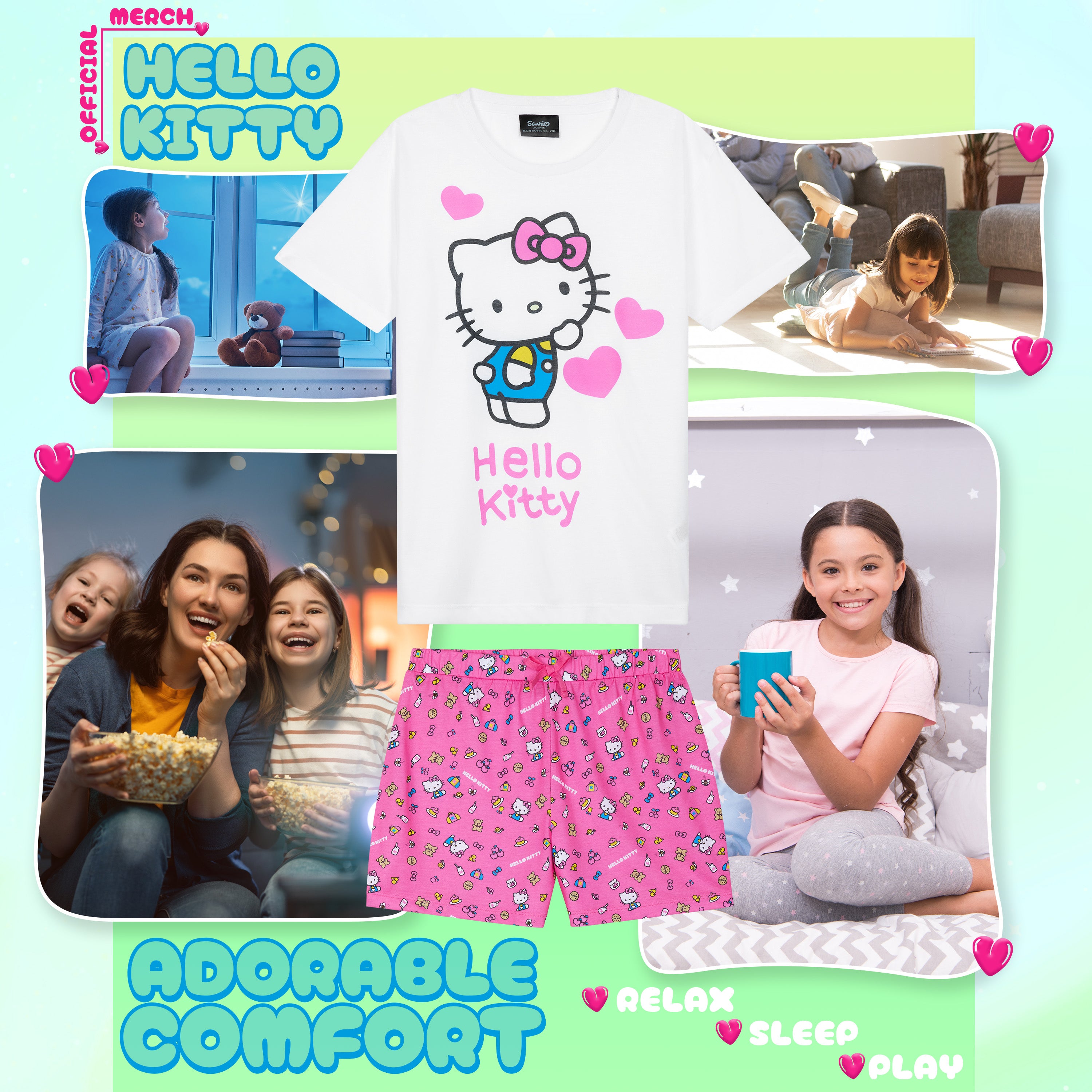 hello-kitty-pyjama-fille-court-manches-courtes-officiel image 3