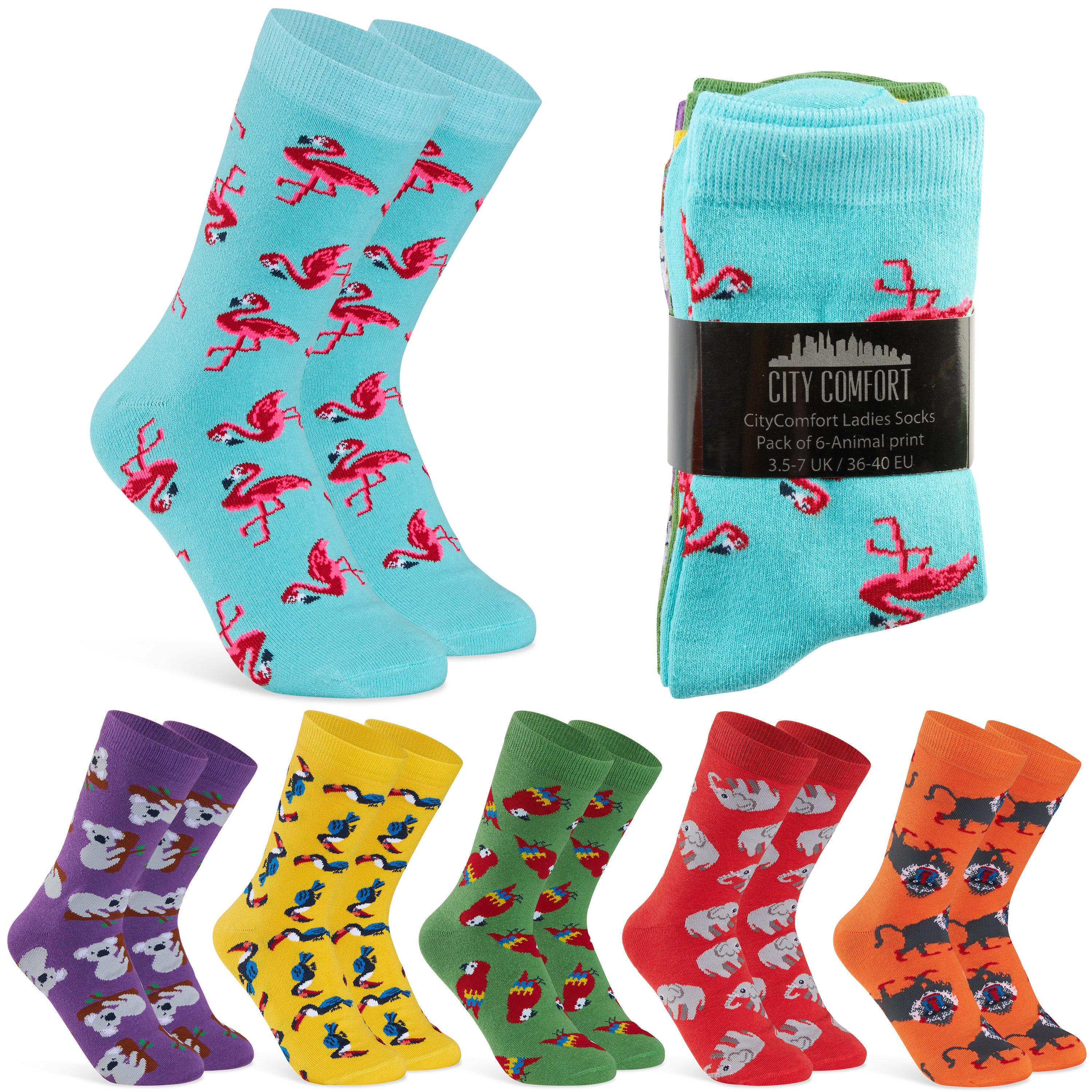 get-trend-citycomfort-chaussettes-femme-animaux-lot-6-coton image 1