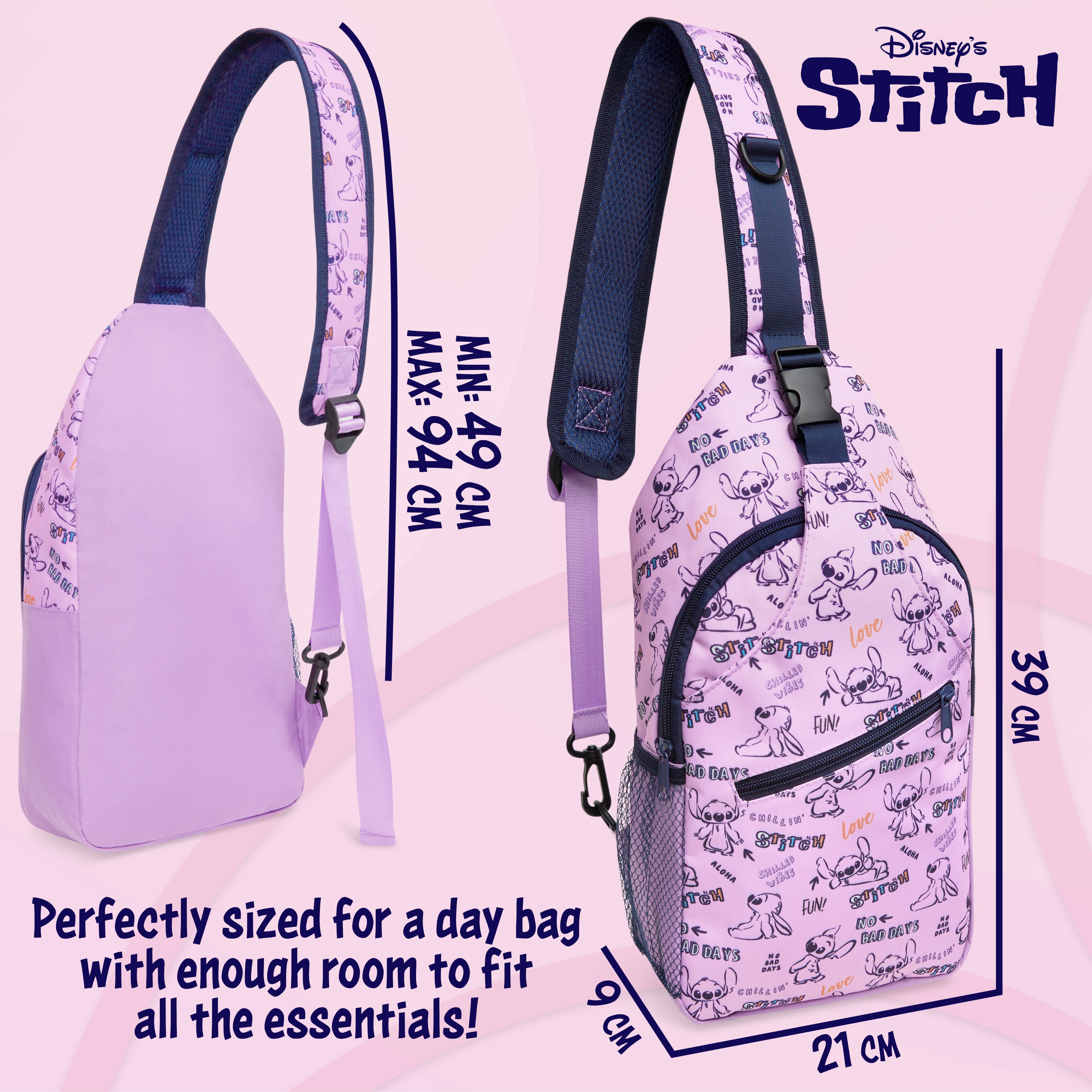 disney-stitch-sac-bandouli-re-fille-r-glable-poches-zipp-es image 6