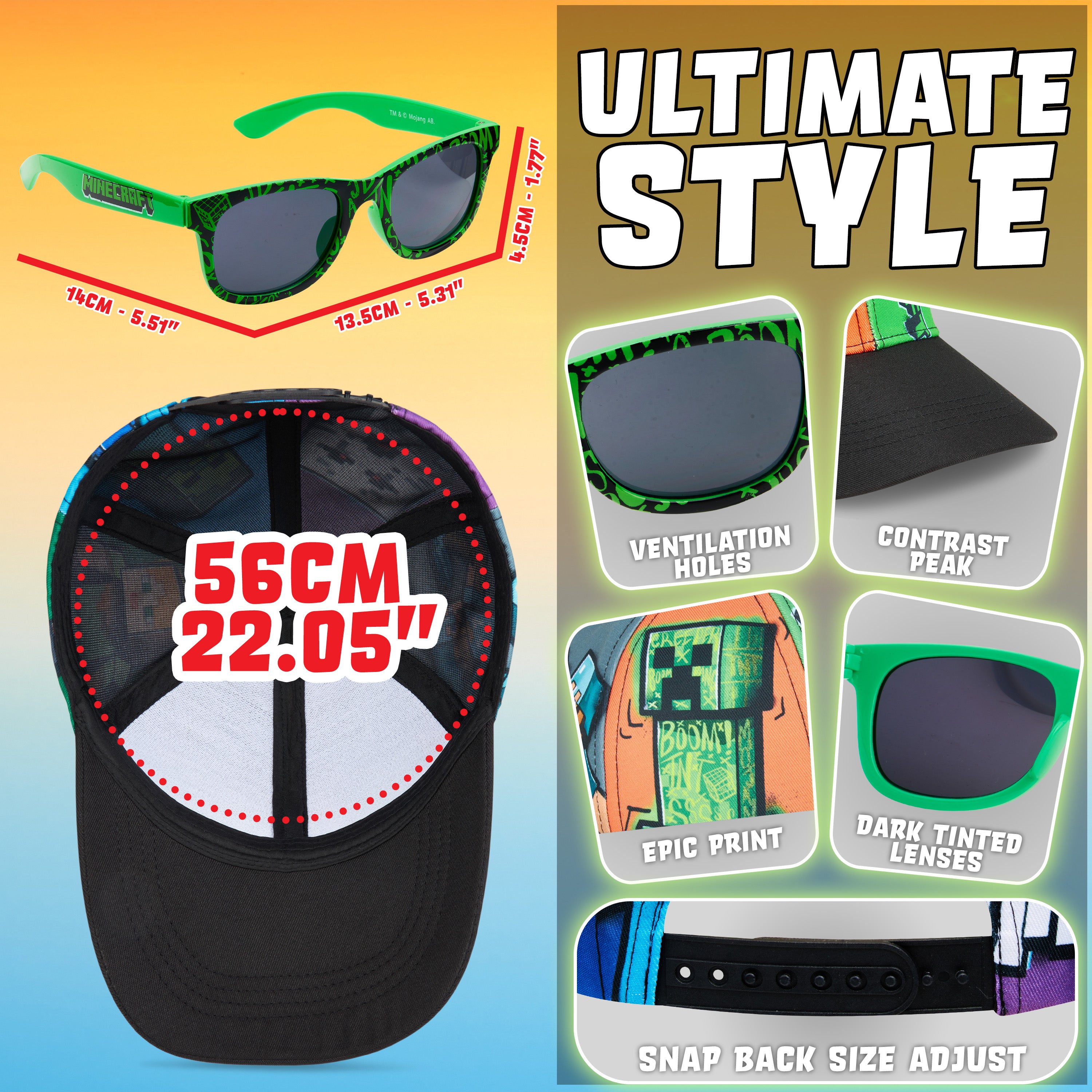 get-trend-boys-casquette-lunettes-gar-on-minecraft-creeper-r-glable image 6