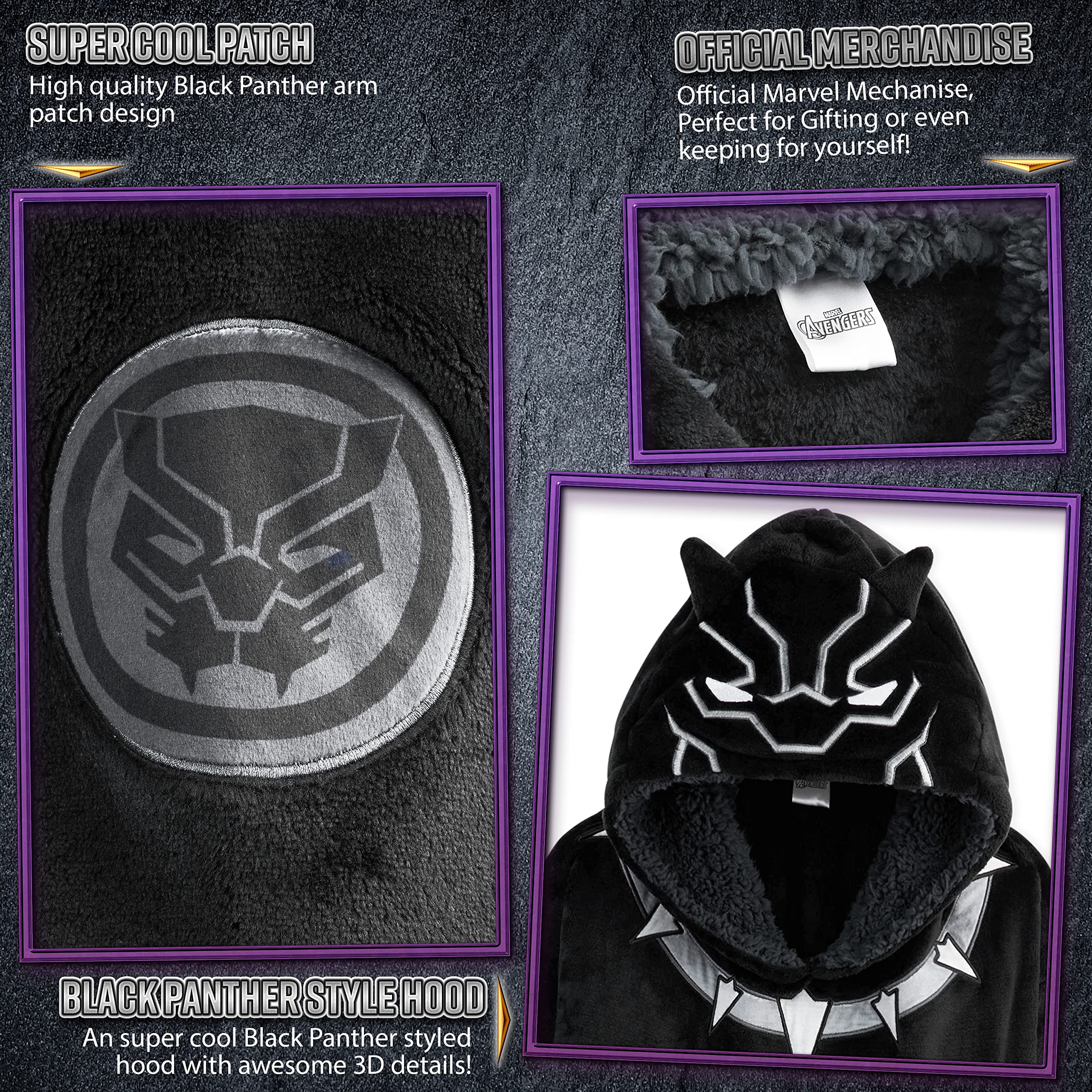 marvel-avengers-sweat-capuche-enfant-black-panther-plaid-polaire image 4