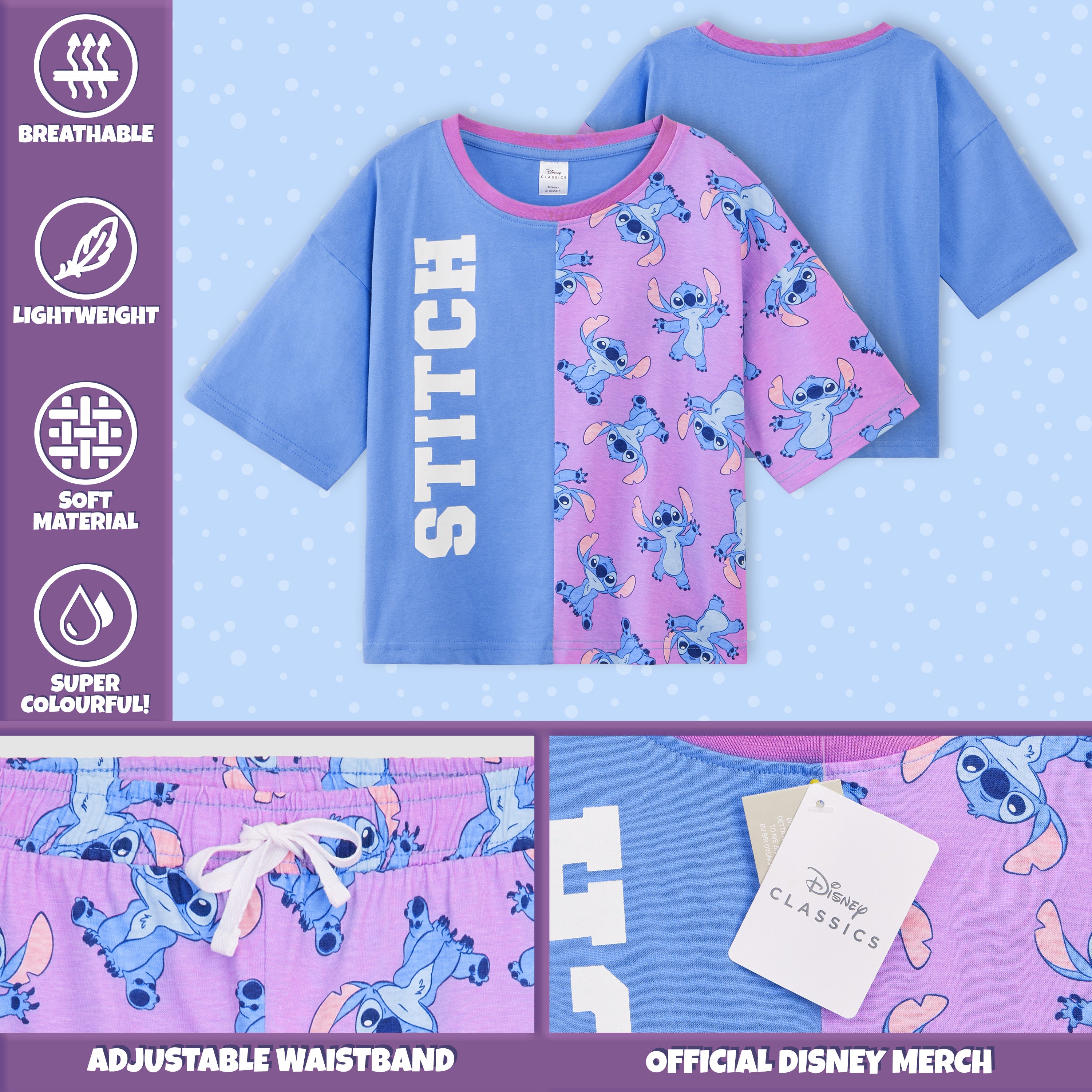 get-trend-girls-pyjama-short-stitch-disney-fille-coton-4-14-ans image 3